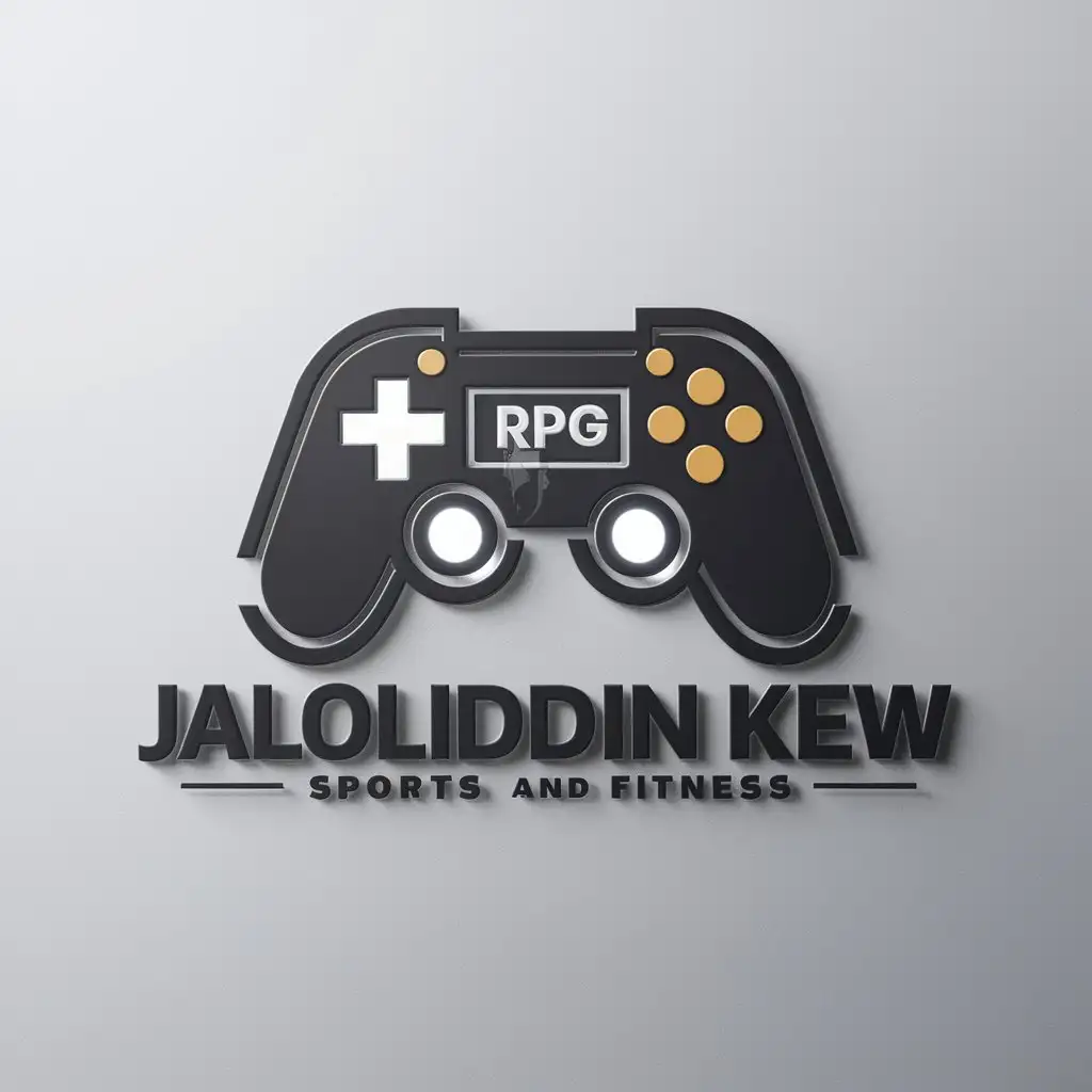 a logo design,with the text "Jaloliddin Kew", main symbol:Game, Game RPG, open World game,Moderate,be used in Sports Fitness industry,clear background