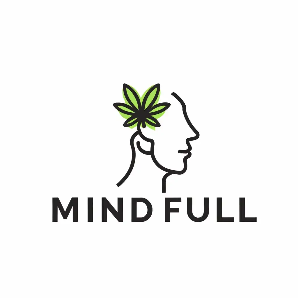 a logo design,with the text "Mind Full", main symbol:A simple logo, depicting a mindful individual, who's mind is full,Minimalistic,be used in cannabis industry,clear background