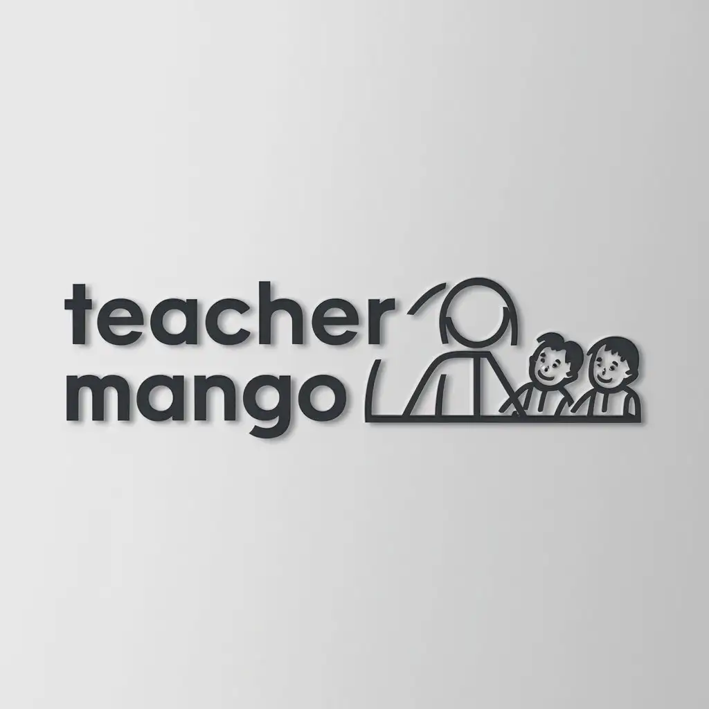 a logo design,with the text "teacher mango", main symbol:teacher, boys, learn,Minimalistic,clear background