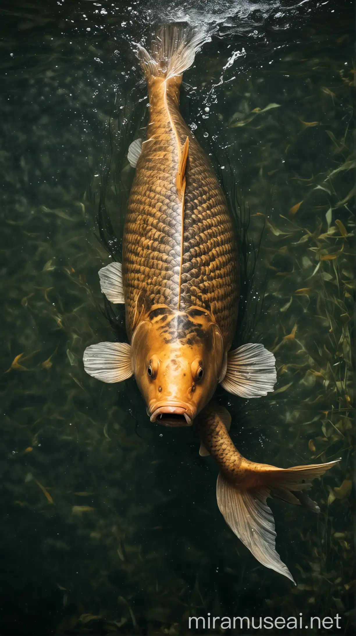 realistic photo of a carp in water