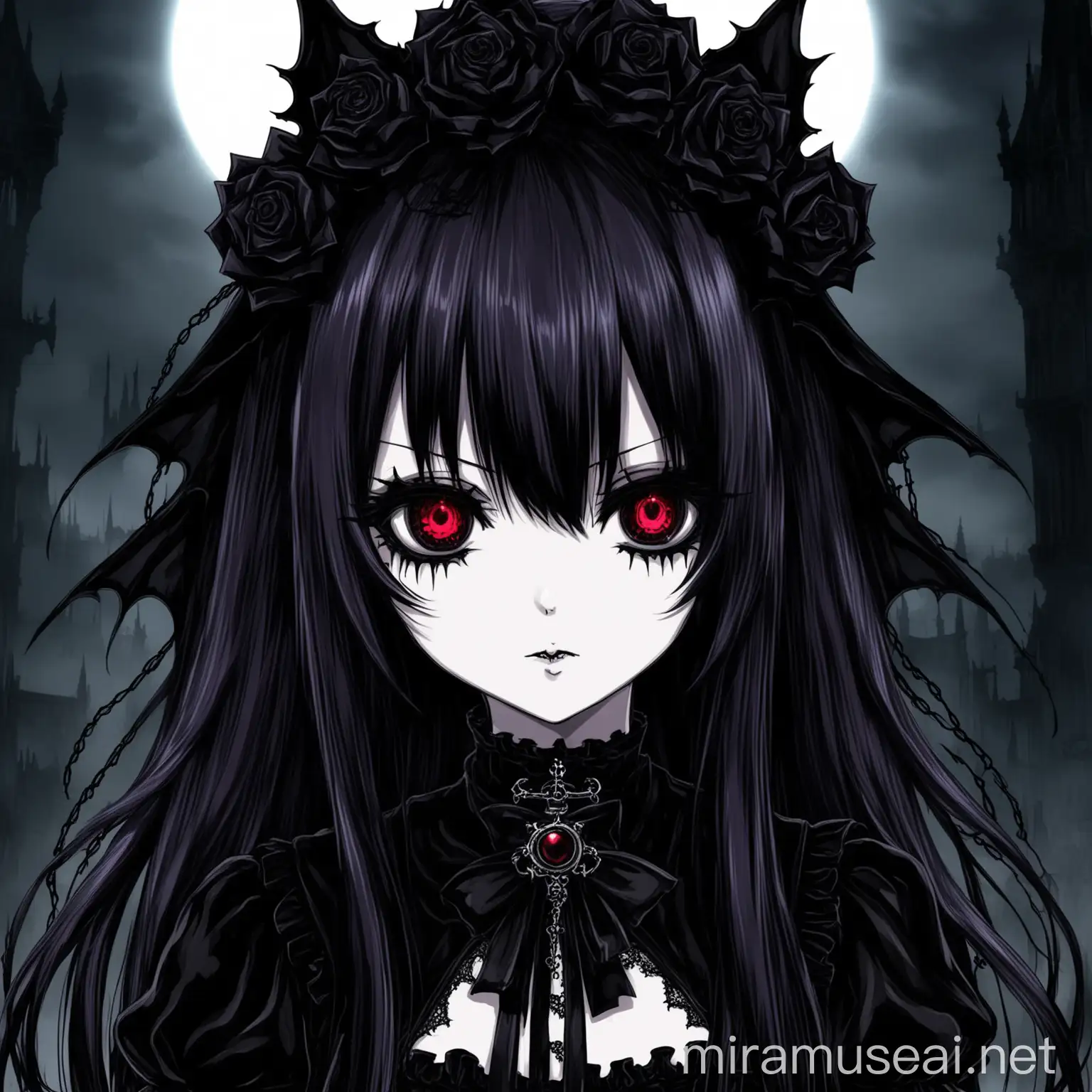 Dark Gothic Anime Girl with Mysterious Aura