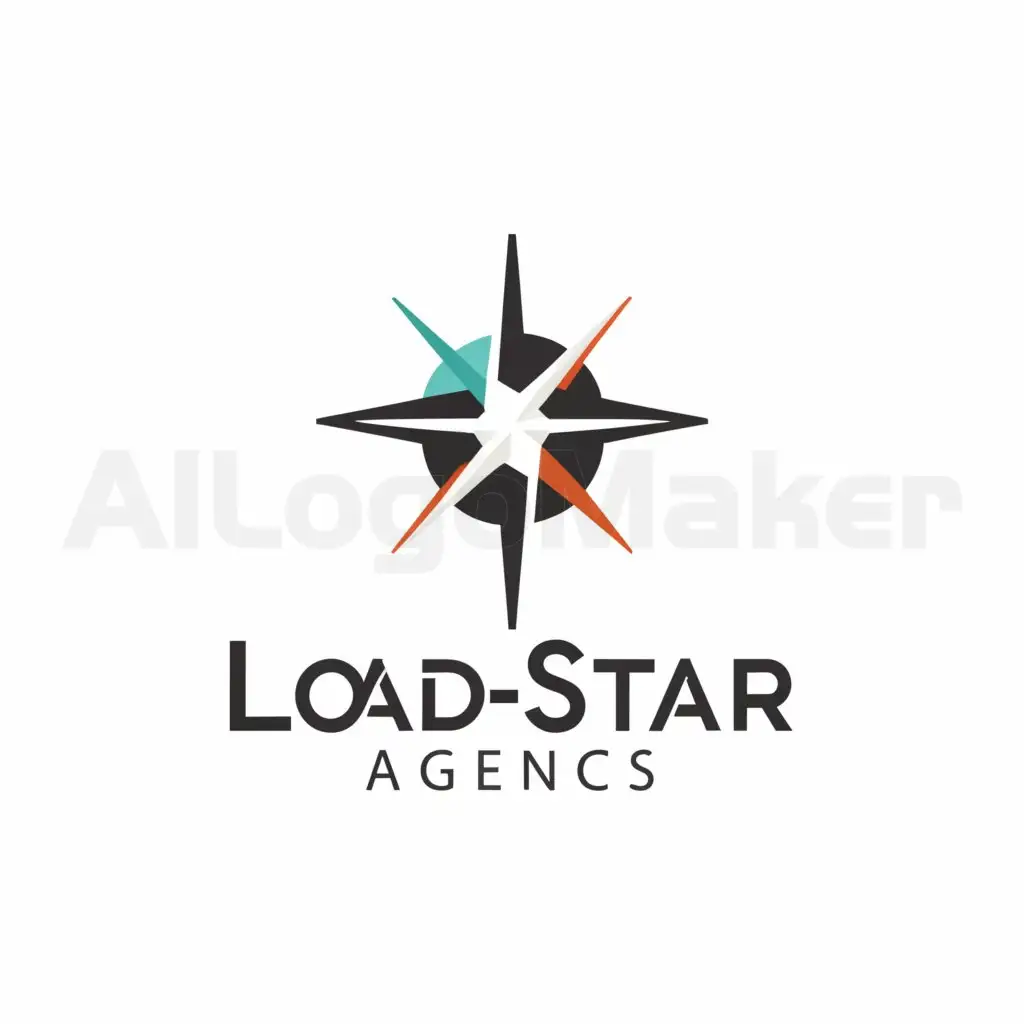 a logo design,with the text "Loadstar Agencys", main symbol:A cross between a star and a compass,Minimalistic,be used in Web Design industry,clear background