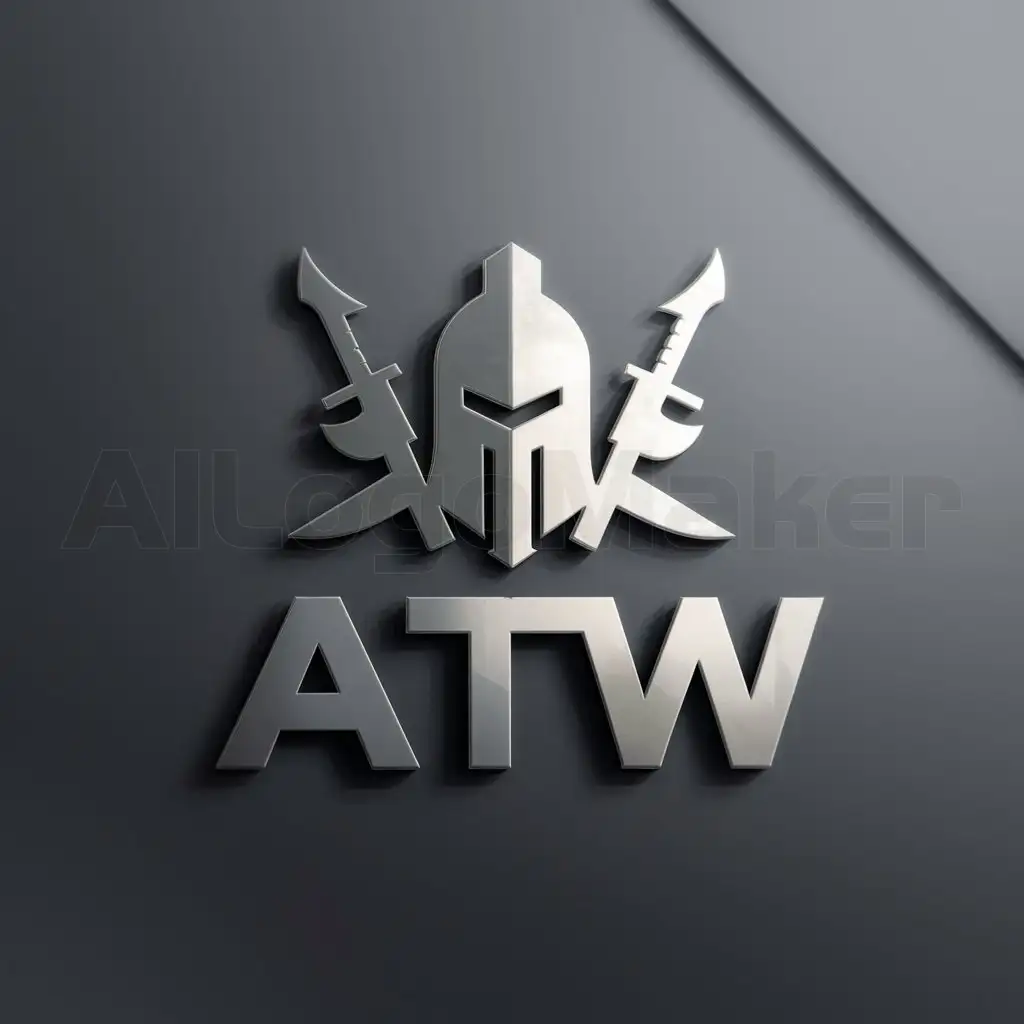 a logo design,with the text "ATW", main symbol:Helm weapons,Moderate,clear background