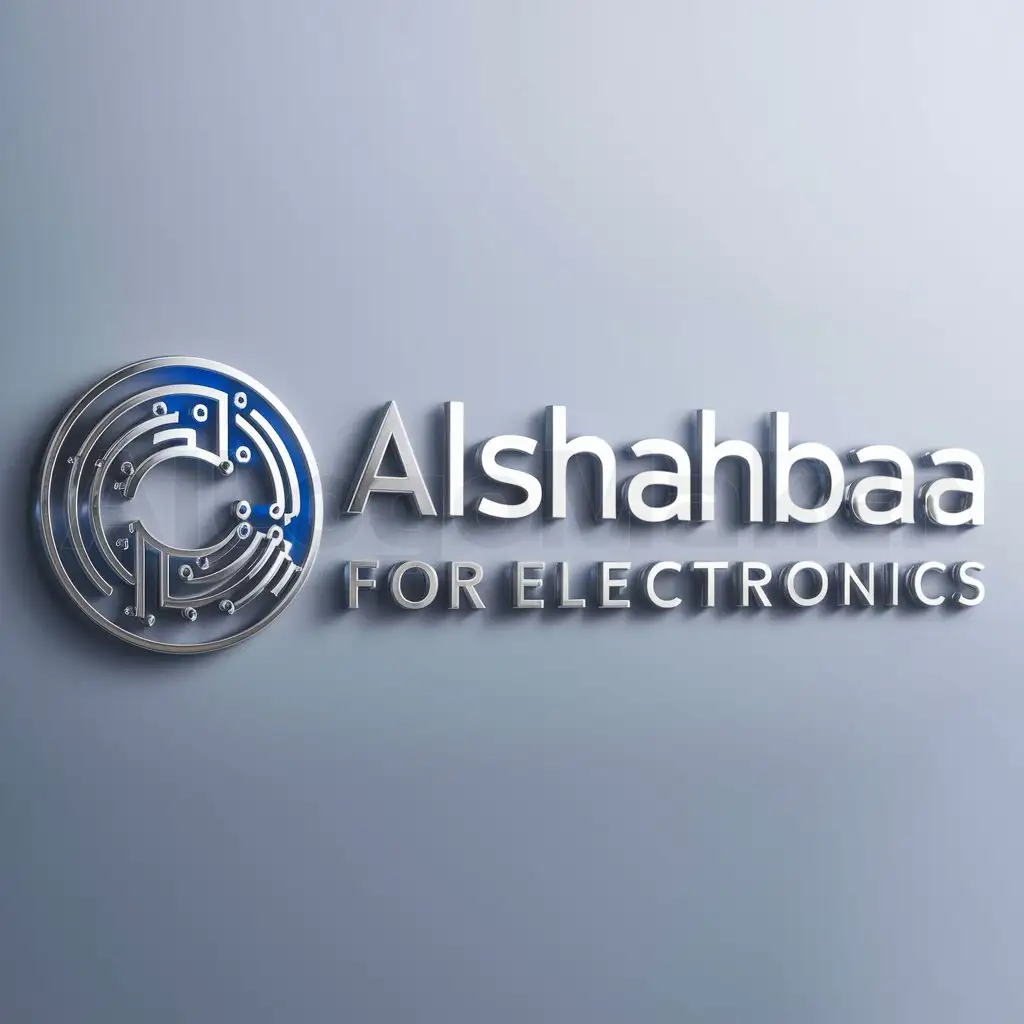a logo design,with the text "alshahbaa for electronics", main symbol:electronic circle,Moderate,be used in Technology industry,clear background