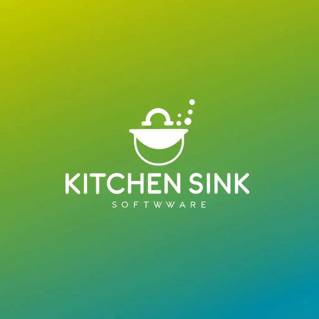 a logo design,with the text "Kitchen Sink", main symbol:need an iconic logo for my software company color bright lime green,Moderate,clear background