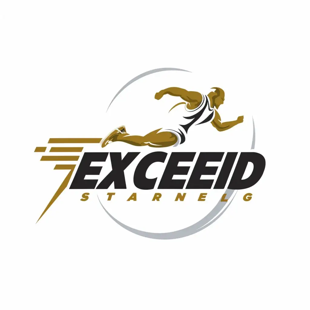 a logo design,with the text "Exceed", main symbol:running/stylish/bottle,Moderate,be used in Sports Fitness industry,clear background
