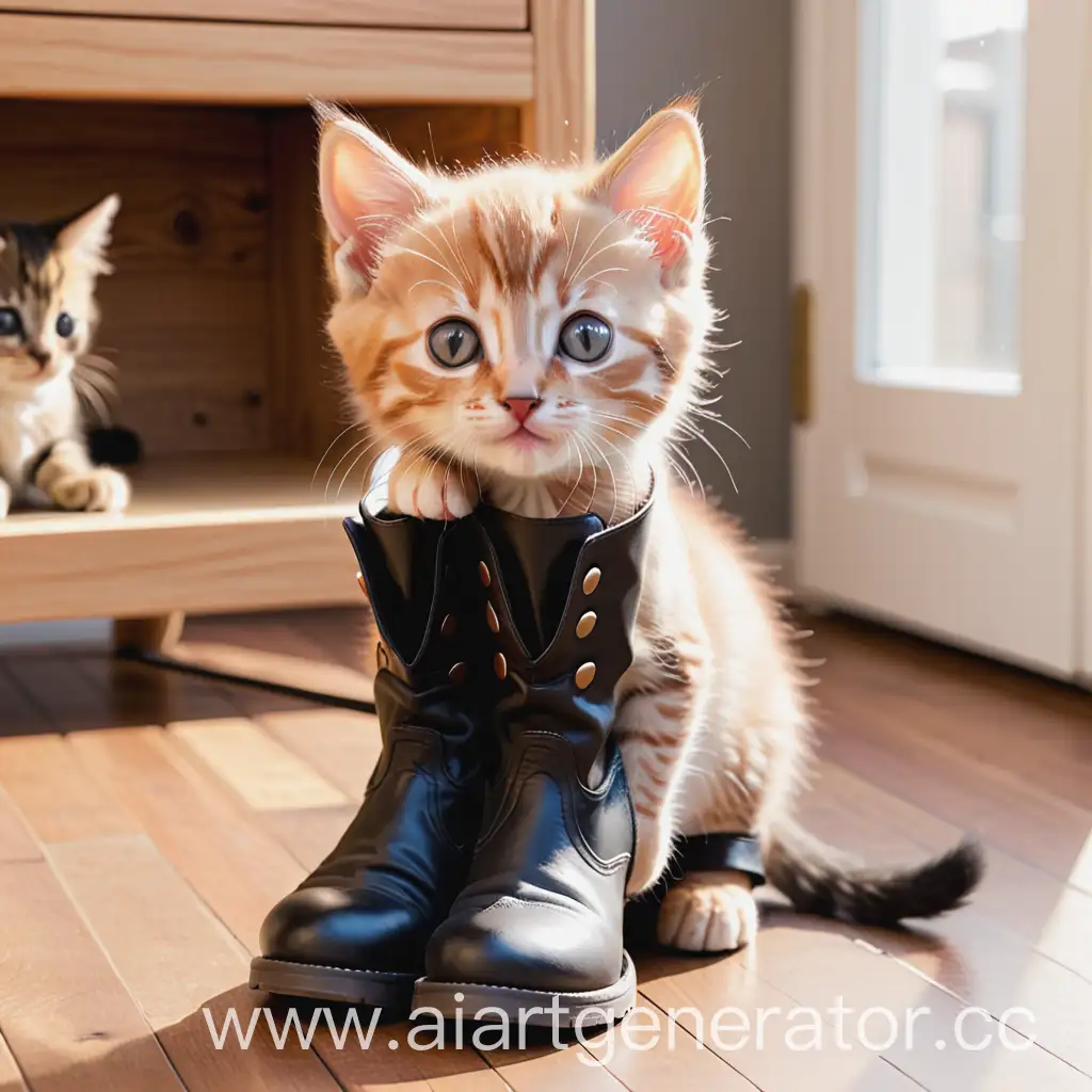 Adorable-Kitten-Wearing-Boots-Exploring-the-Garden