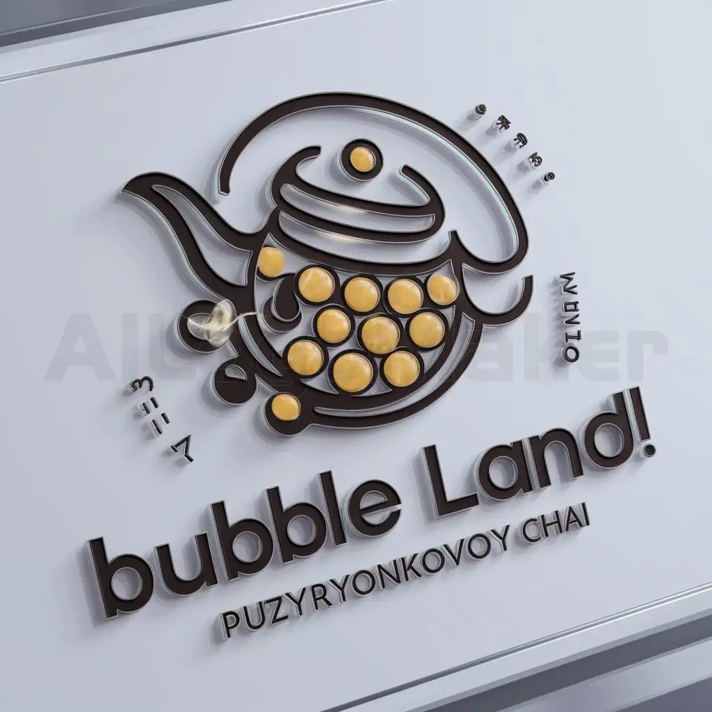 a logo design,with the text "Bubble Land", main symbol:Bubble Tea  Puzyryonkovoy chai,complex,be used in Entertainment industry,clear background