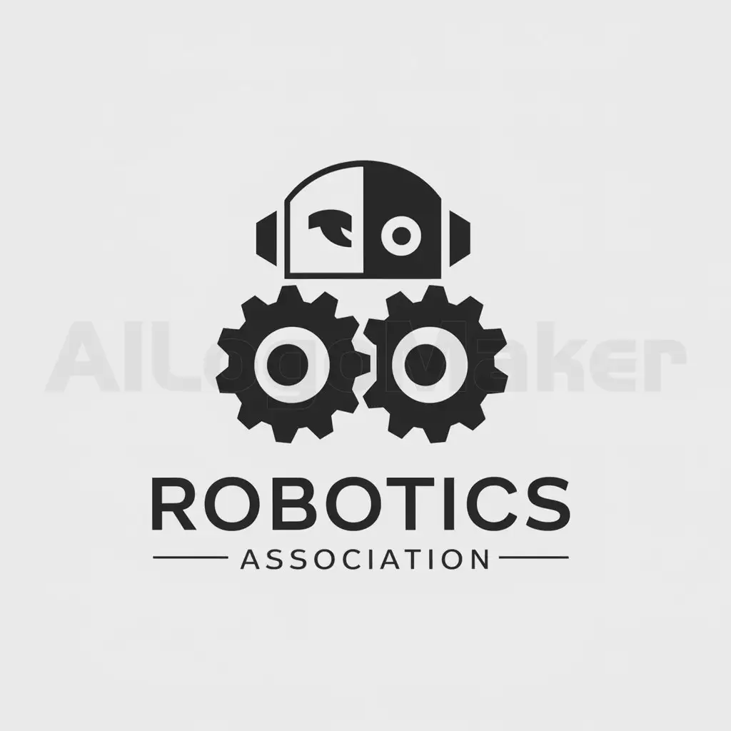 a logo design,with the text "机器人协会", main symbol:Gears, upper half of the robot,Minimalistic,be used in industry industry,clear background