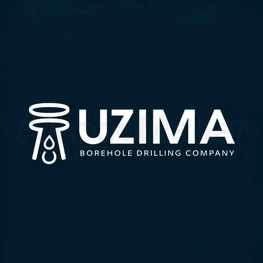 a logo design,with the text "UZIMA BOREHOLE DRILLING COMPANY", main symbol:BOREHOLE DRILLING/WATER DROPLETS,Minimalistic,be used in Others industry,clear background
