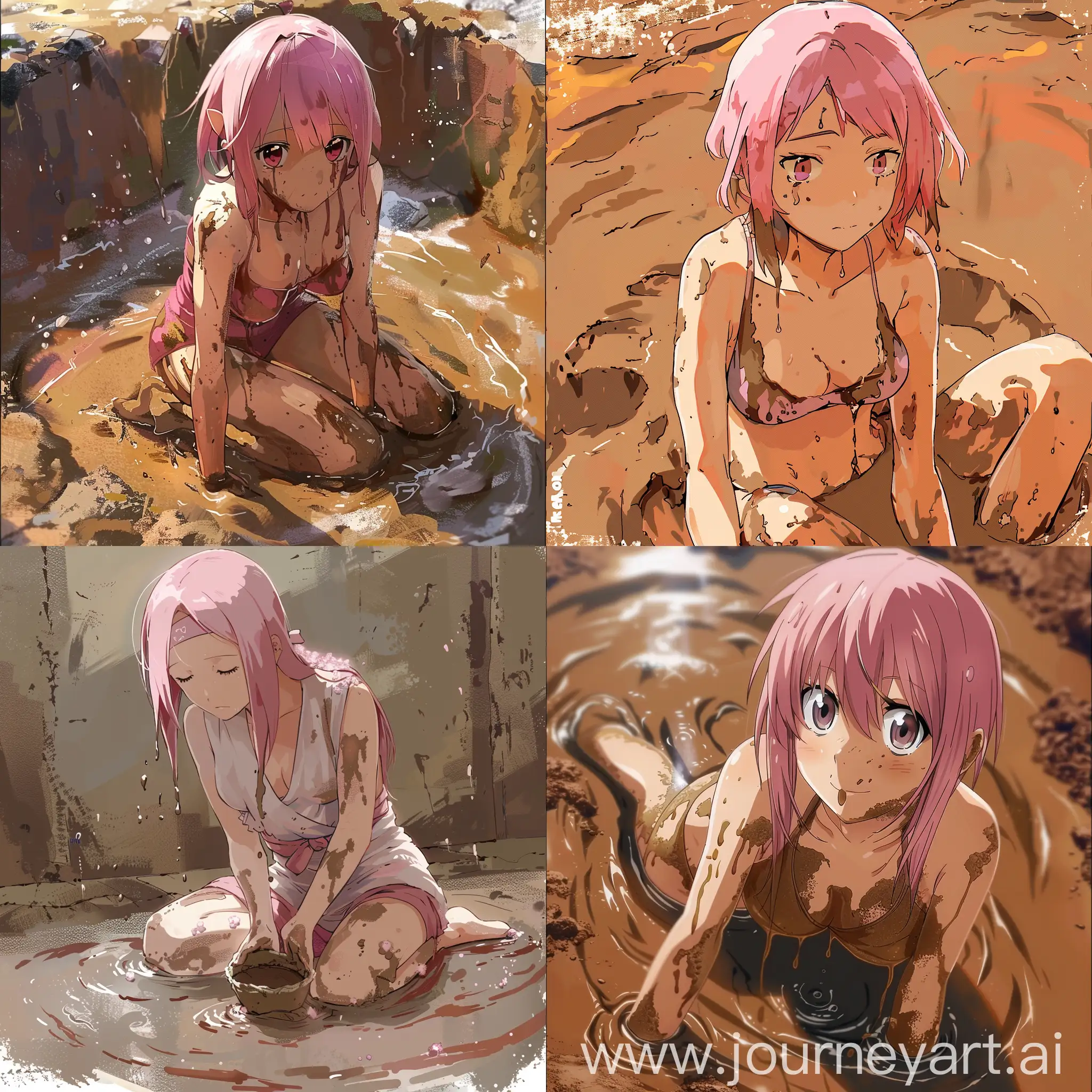 Sakura haruno bathes in mud bath