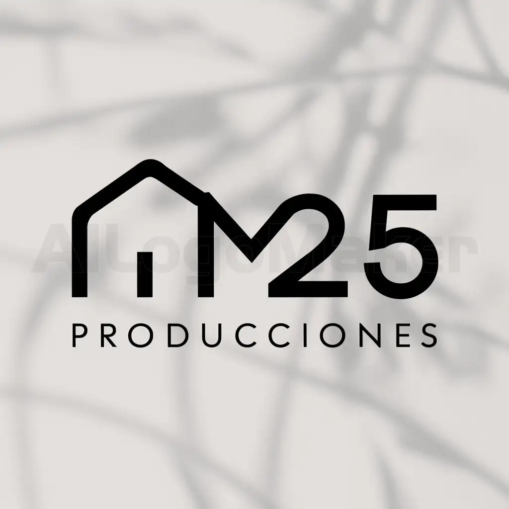 a logo design,with the text "M25 producciones", main symbol:Una casa,Moderate,clear background