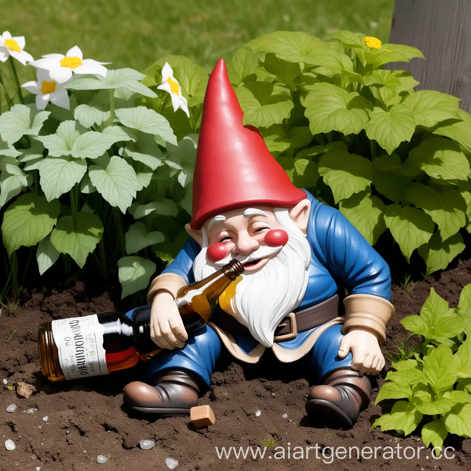 Playful-Drunken-Garden-Gnome-Frolicking-Amidst-Flowers