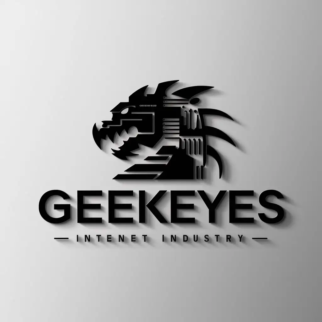 a logo design,with the text "geekeyes", main symbol:dragon science fiction apocalypse technology black and white,Moderate,be used in Internet industry,clear background