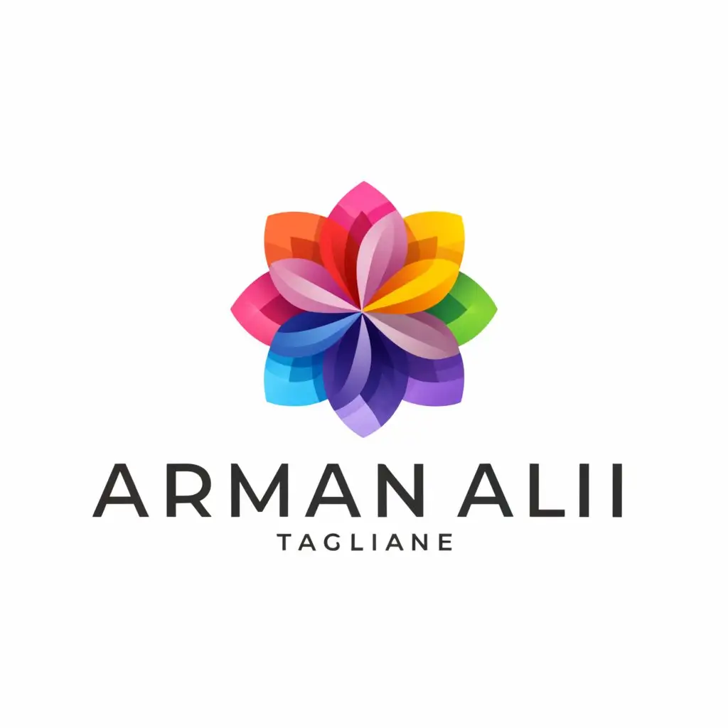 a logo design,with the text "ARMAN ALI", main symbol:FLOWER,Minimalistic,clear background
