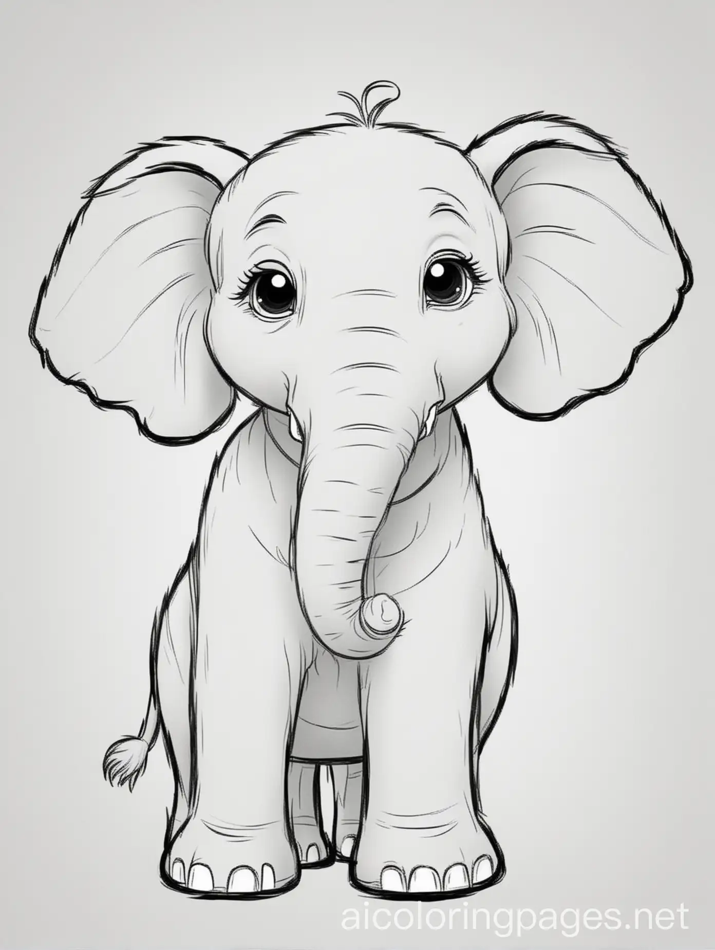 Cartoon-Elephant-Coloring-Page-on-White-Background