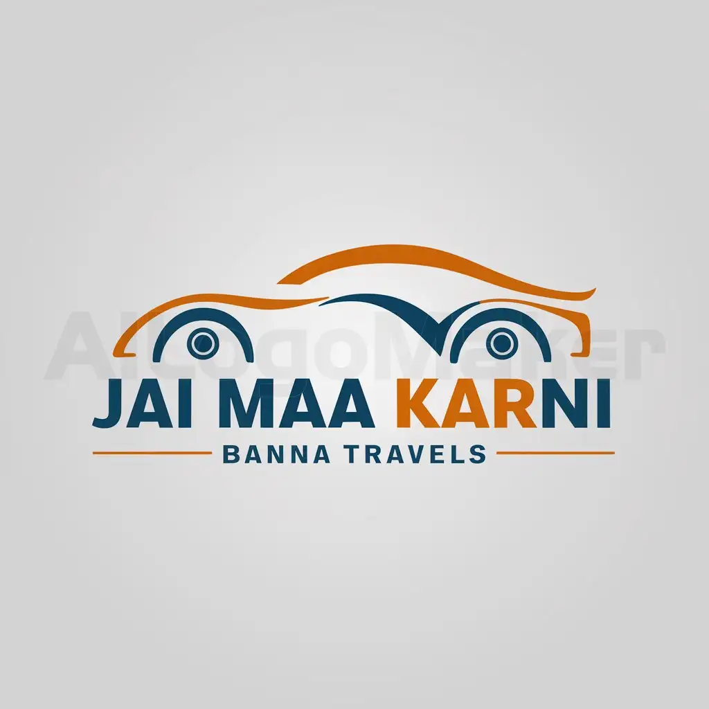 a logo design,with the text "jai maa karni banna travels", main symbol:car,Moderate,be used in Travel industry,clear background