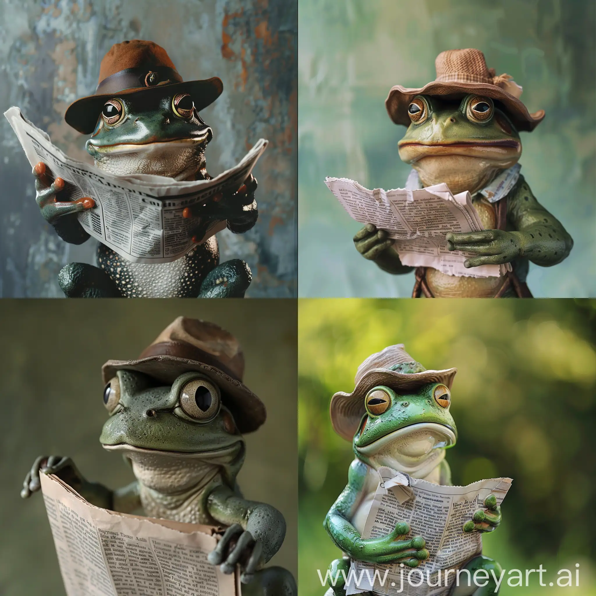 Frog-Wearing-Hat-Hands-Newspaper-Whimsical-Animal-News-Concept-Art