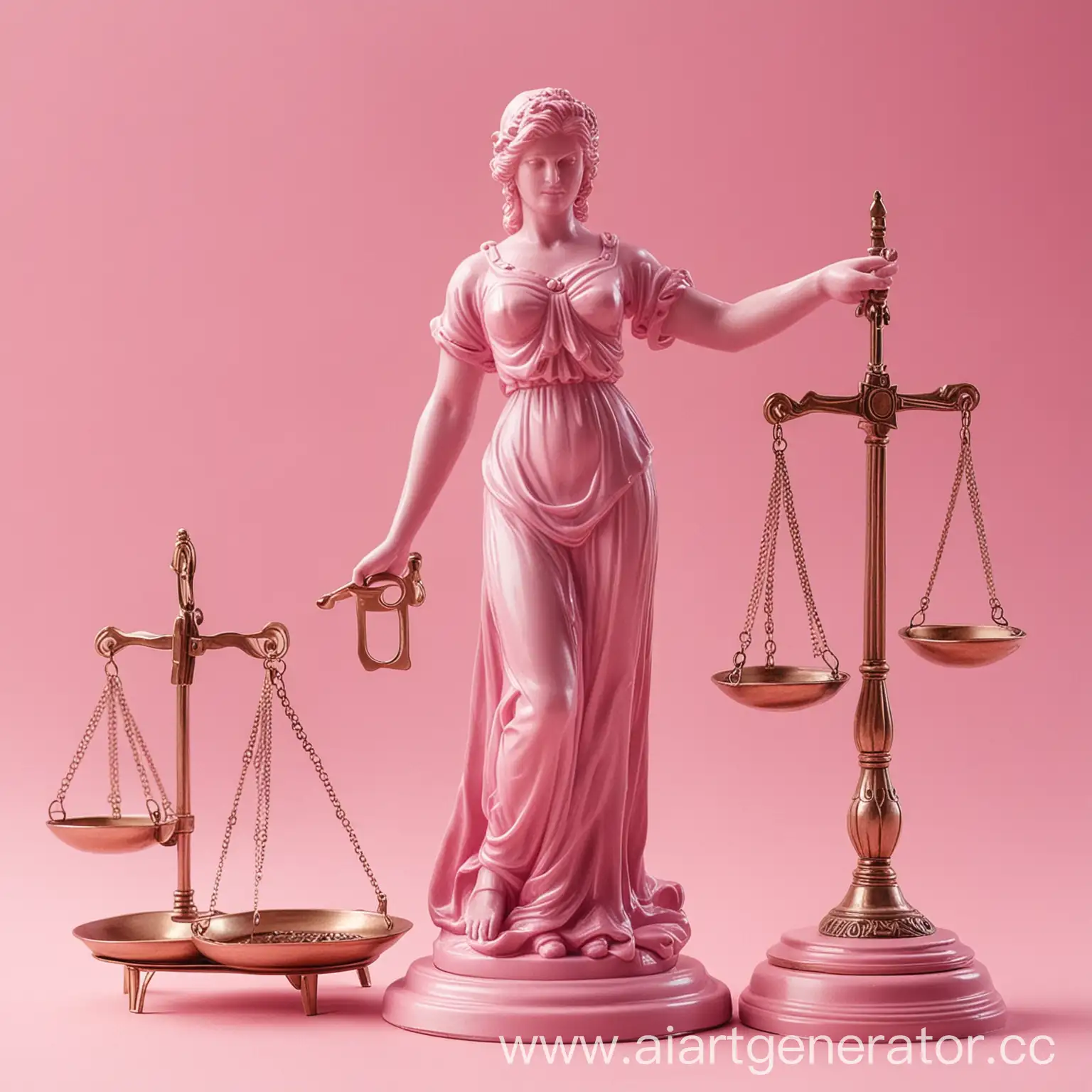 Pink-Lawyer-Statue-with-Scales-Symbolic-Legal-Representation-in-Vibrant-Hue