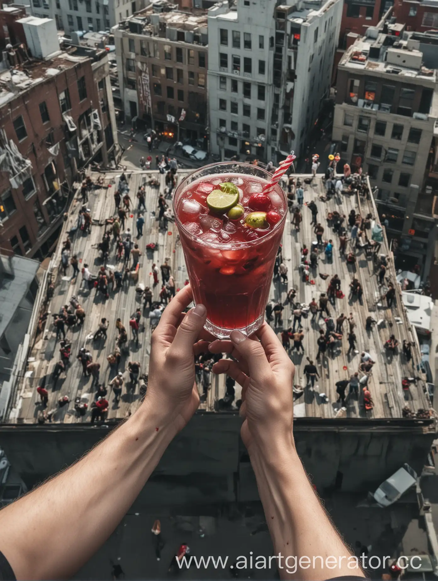 Roof-View-with-Cocktail-and-Zombies-Below