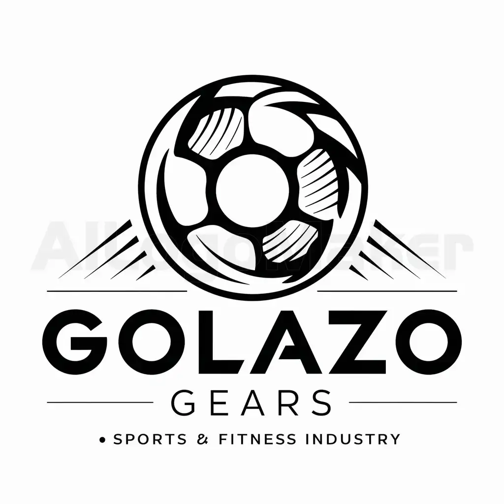 a logo design,with the text "GG GOLAZO GEARS", main symbol:Soccer ball,complex,be used in Sports Fitness industry,clear background