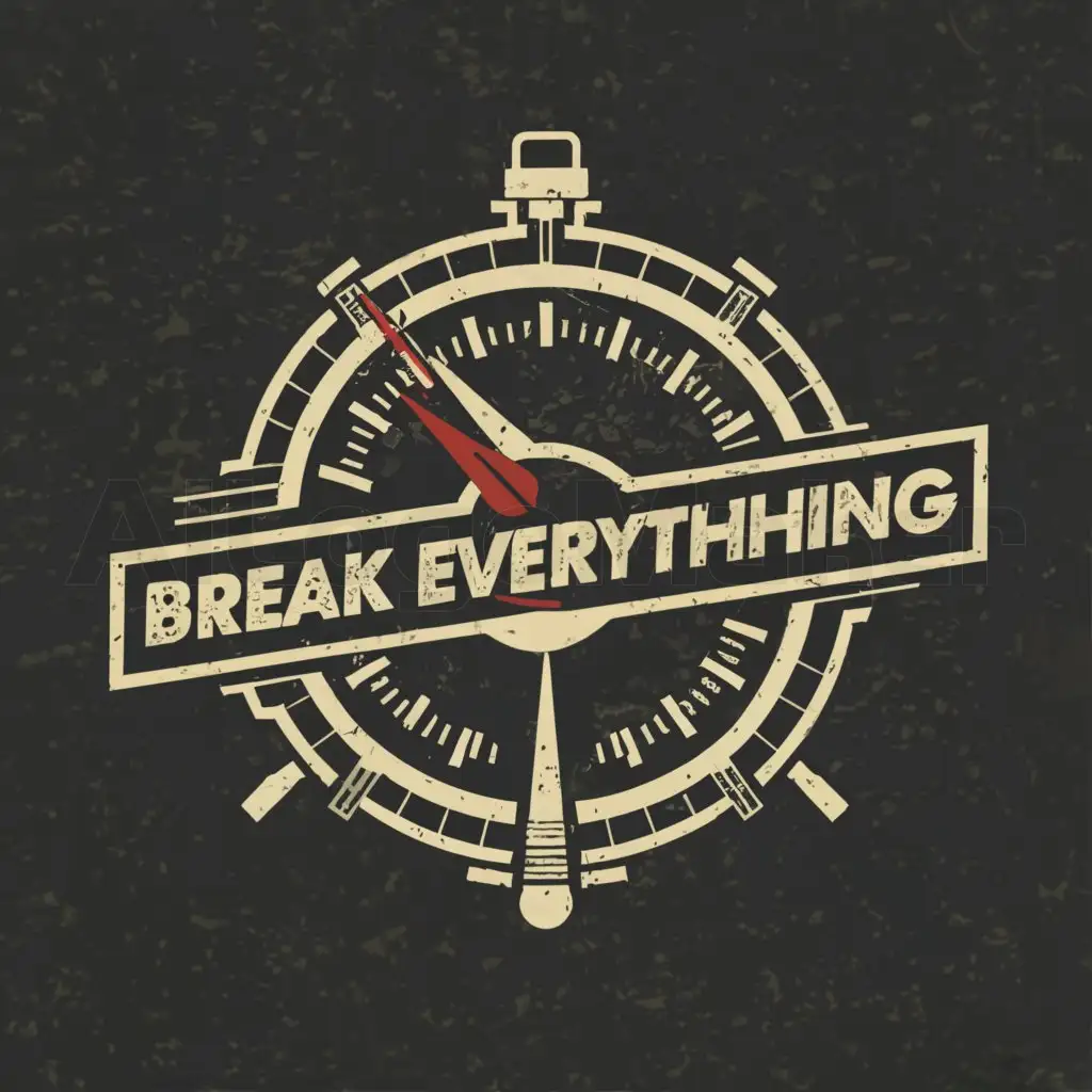 a logo design,with the text "Break Everything", main symbol:logo for a driving school with speedometer,Moderate,be used in Automotive industry,clear background