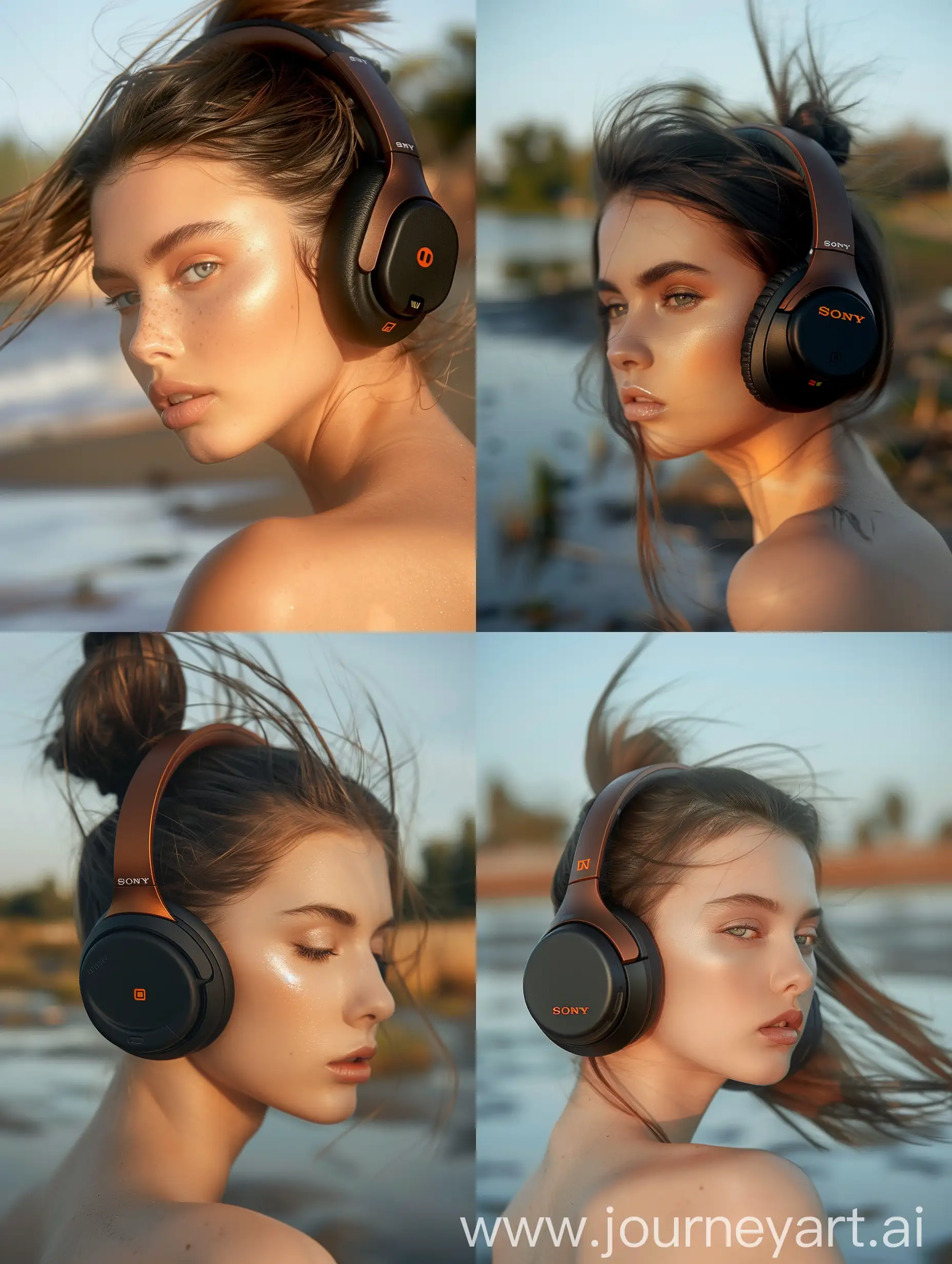 Serene-Woman-Wearing-Sony-OverEar-Headphones-Outdoors