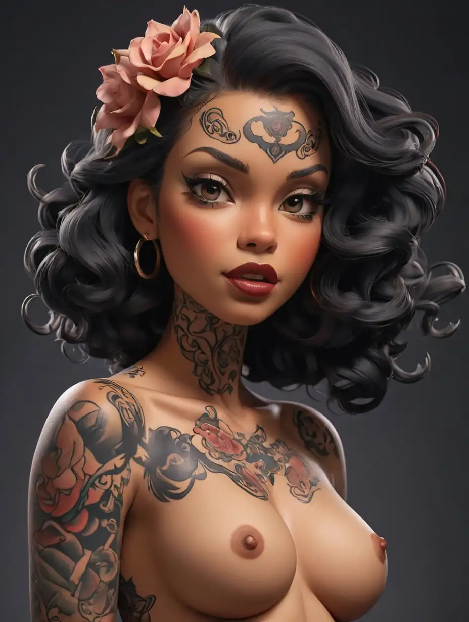 Black Nude Pinup girl tattoo
