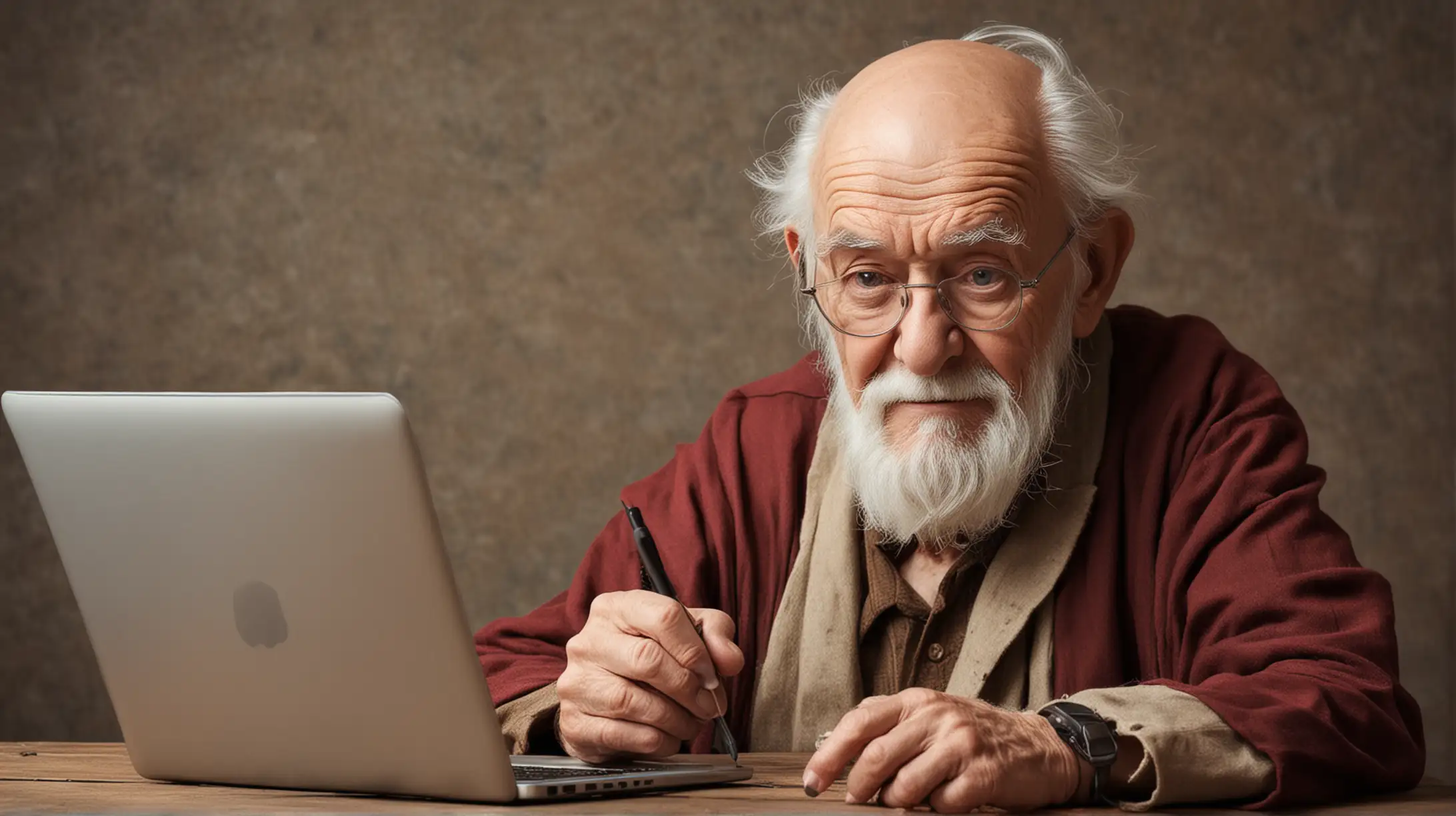 Мудрый старец подписывается на социальные сети YouTube и Instagram