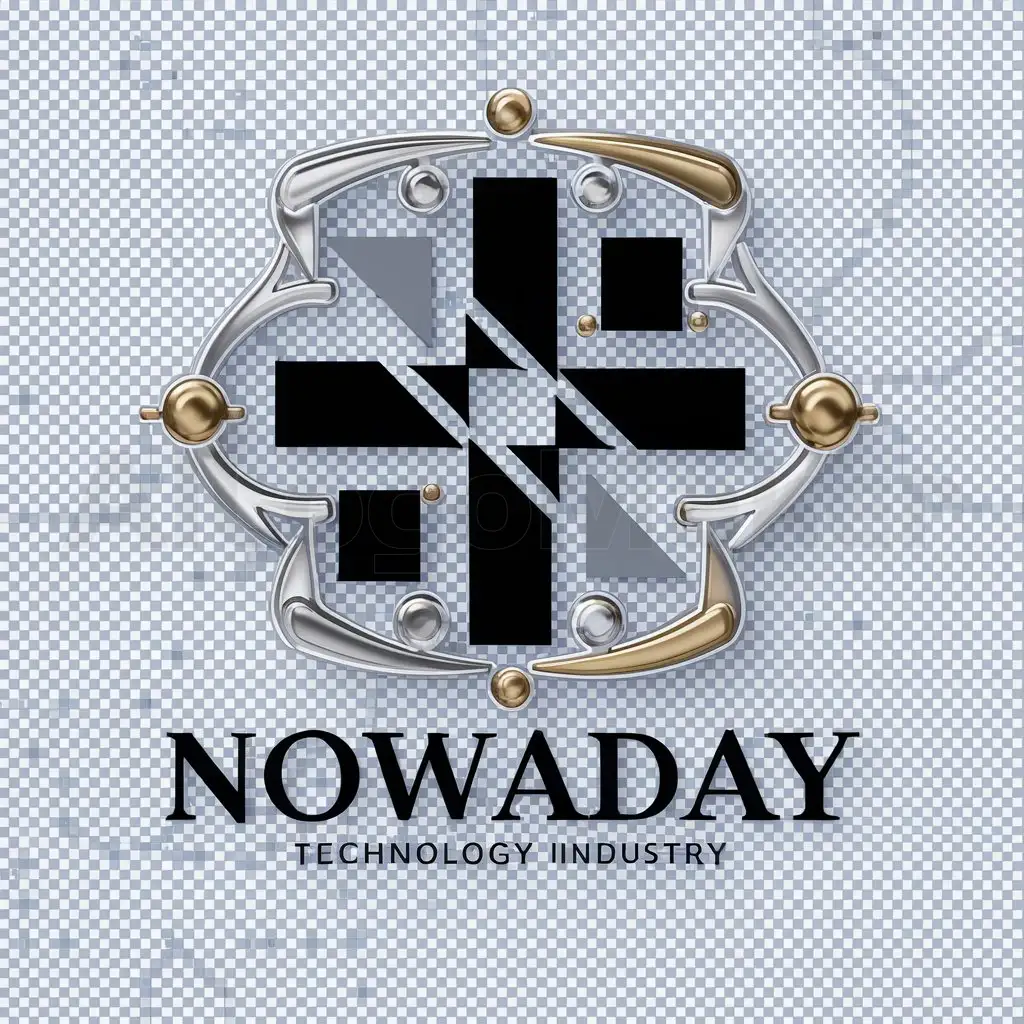a logo design,with the text "Nowaday", main symbol:Colors: Classic colors (e.g., black, white, gold, silver) nStyle: Classic,complex,be used in Technology industry,clear background
