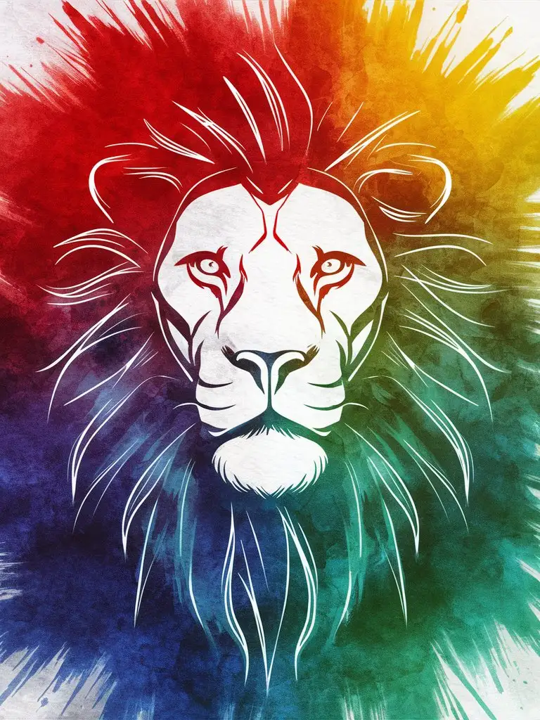Colorful Watercolor Illustration of a Majestic Lion