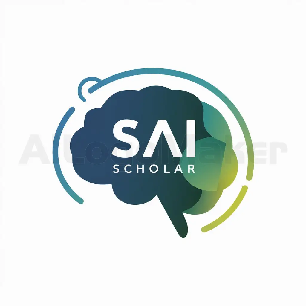a logo design,with the text "Scholar.AI (SAI)", main symbol:brain, ai, education, books,Moderate,be used in Education industry,clear background