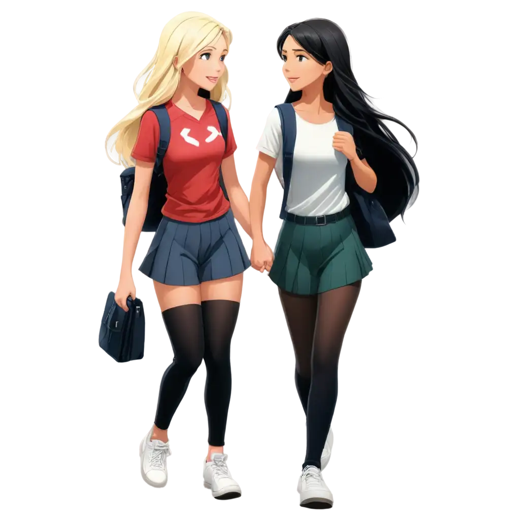 Stylish-PNG-Illustration-Two-High-School-Girls-Walking-Away