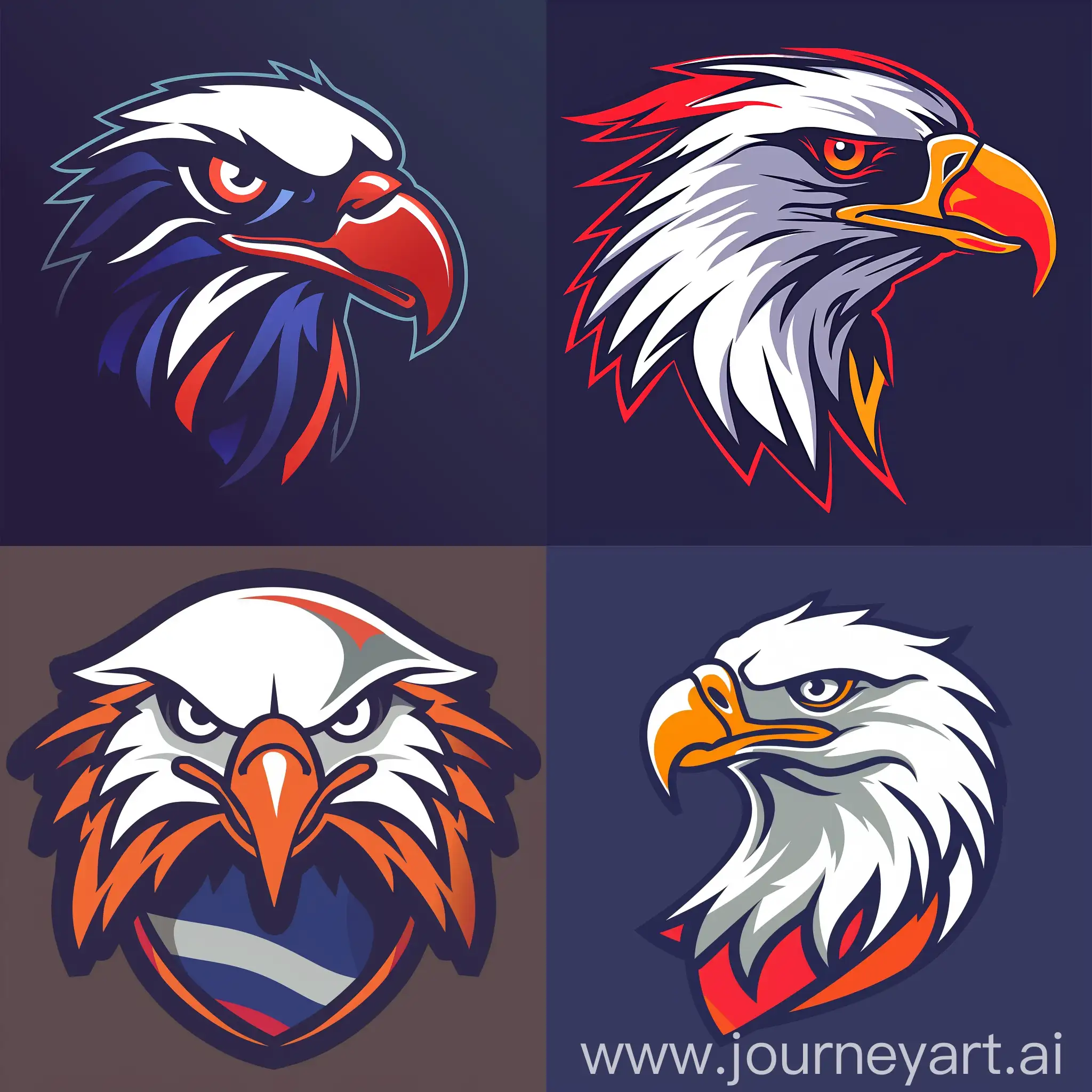 Cyber sports team logo, team mascot is an eagle, the color of the logo is taken from the flag of Armenia, the background is plain