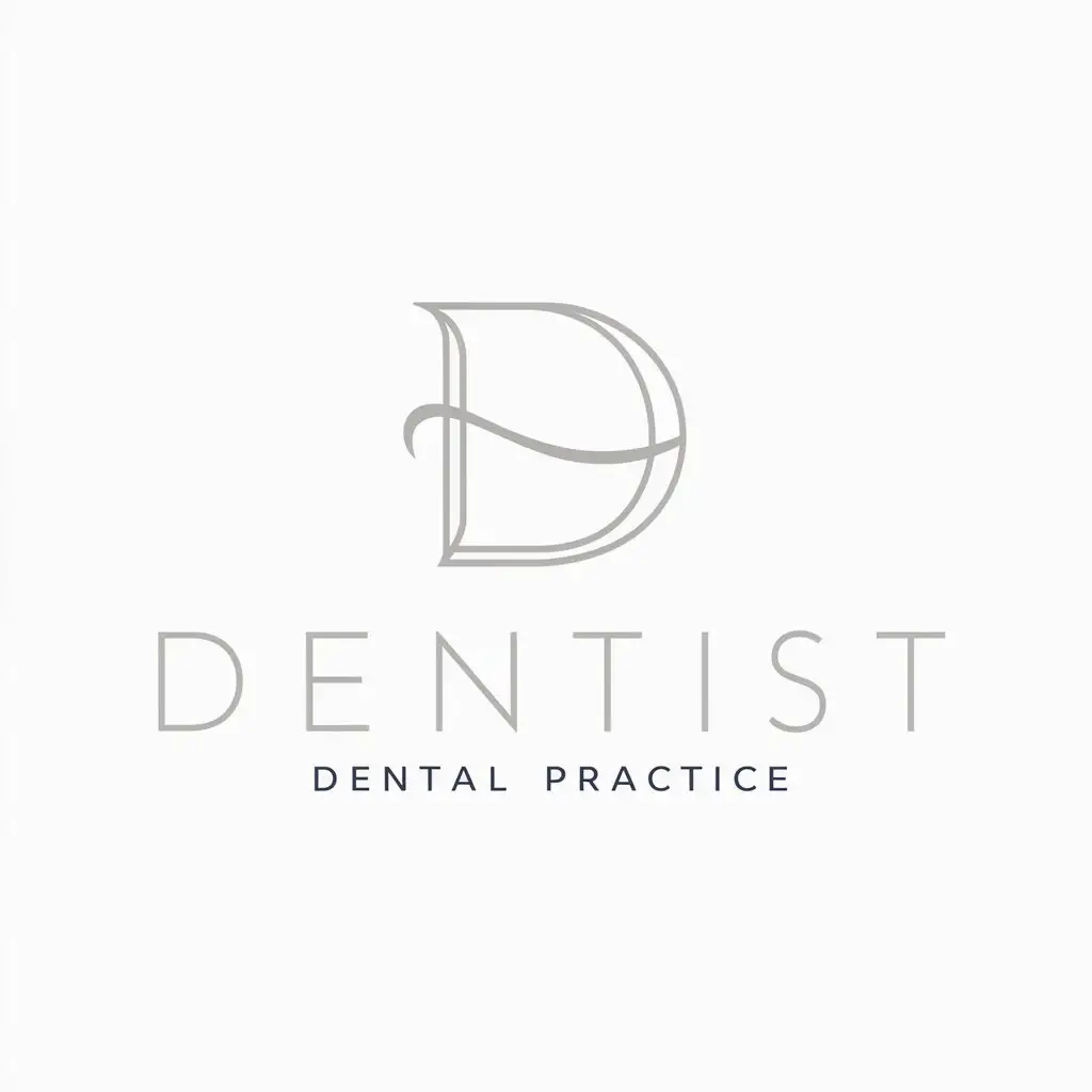 a logo design,with the text "DENTIST", main symbol:D 简约 白Background 高级 简笔,Moderate,clear background