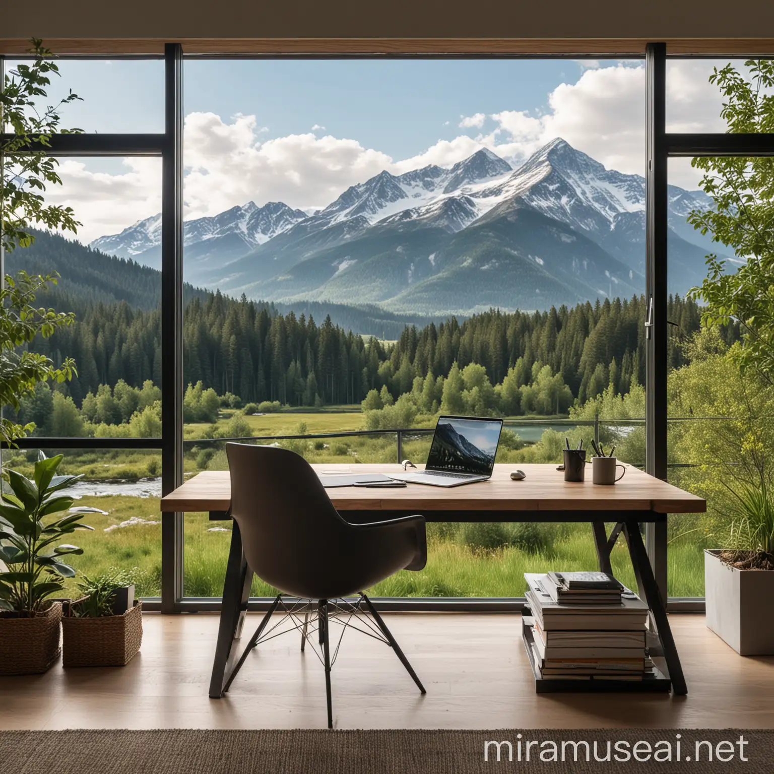 Tranquil Home Office with Panoramic Mountain View