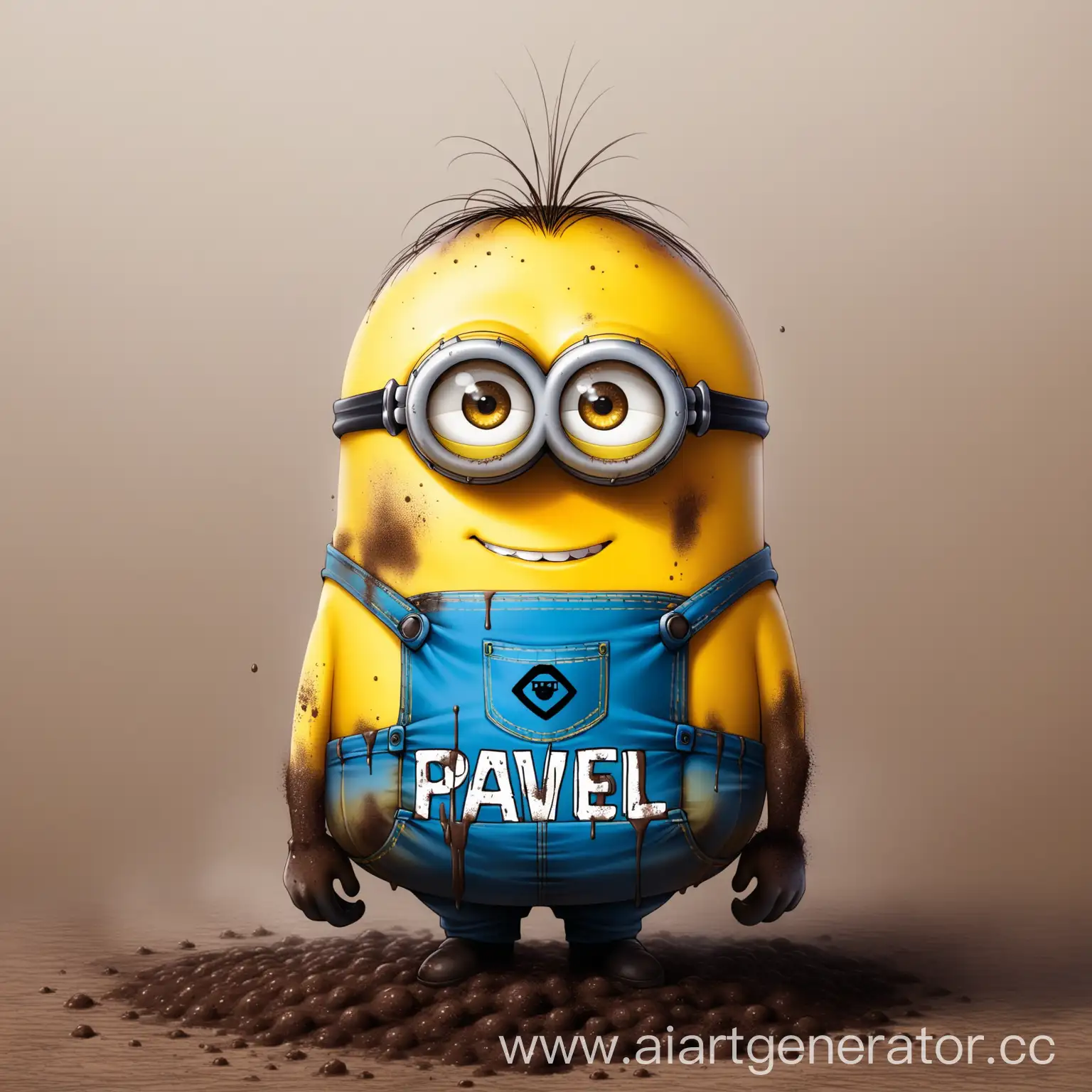 Playful-Minion-Covered-in-Dirt-with-Pavel-Inscription