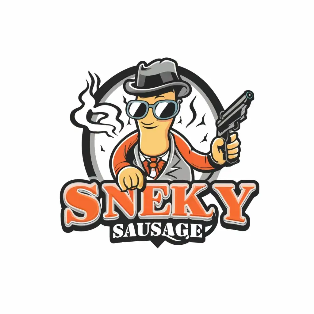LOGO-Design-For-Sneaky-Sausage-Playful-Cartoon-Spy-Sausage-on-Clear-Background