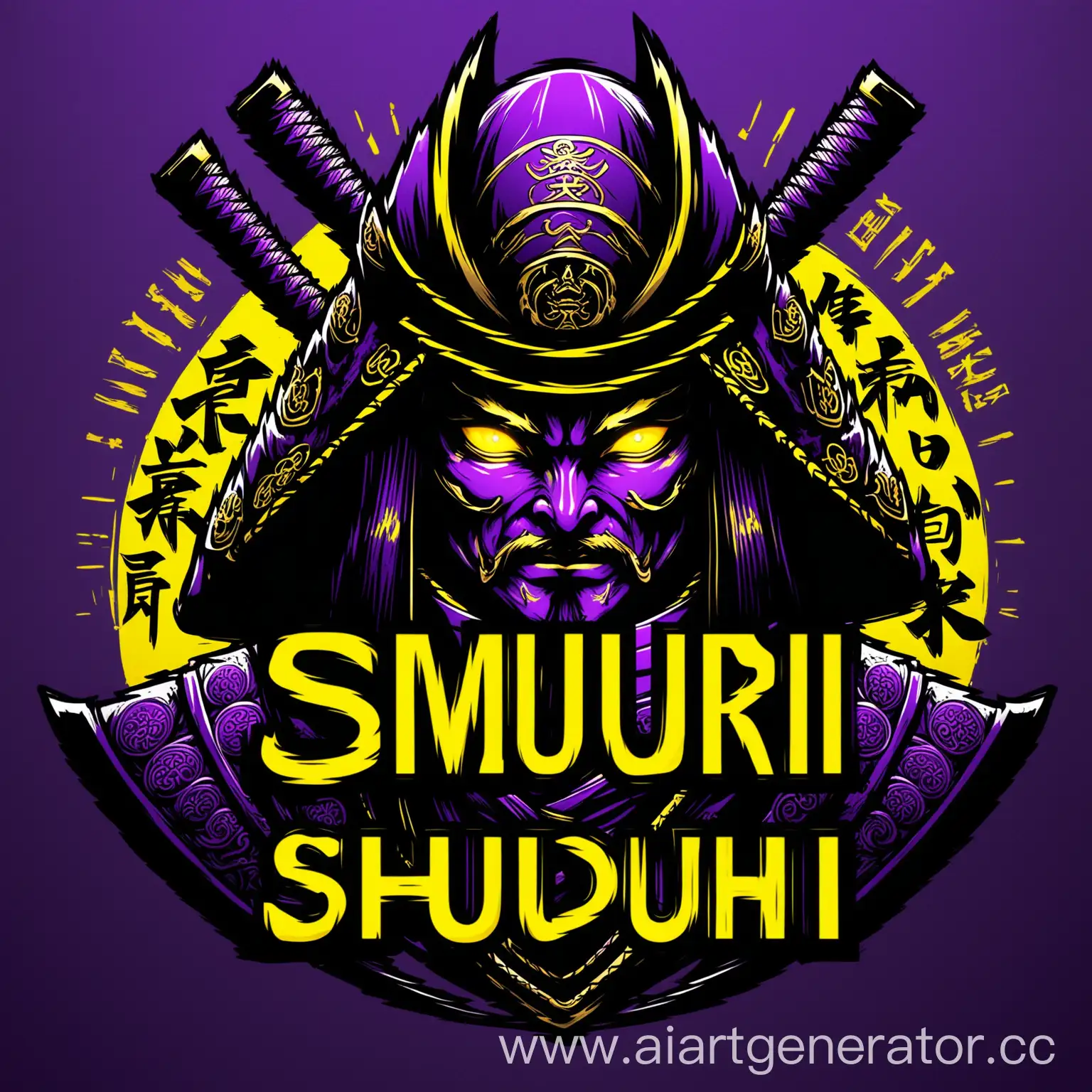 Dark-Purple-Samurai-with-Bright-Yellow-Eyes-Shudji-Logotype-Design