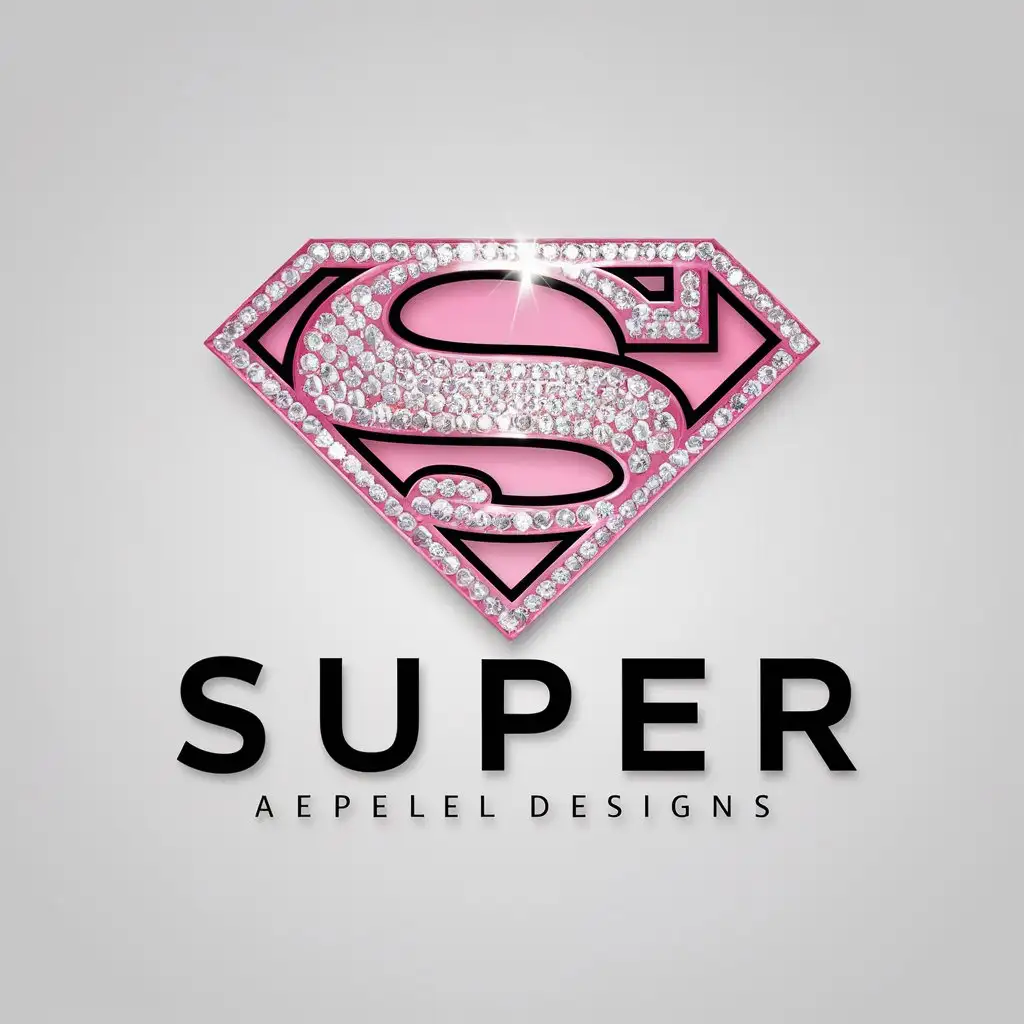 LOGO-Design-for-Super-Pink-Super-Man-Logo-with-Diamonds-on-a-Clear-Background