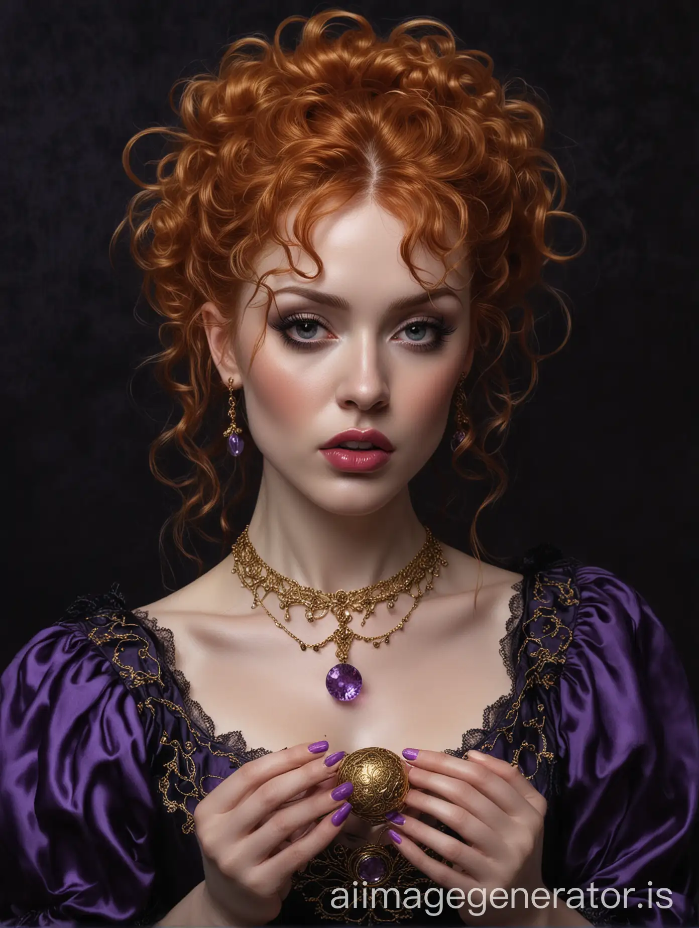 Supernatural-Witch-Inspired-Portrait-Ruth-Connell-Lookalike-in-Purple-Blouse-with-Orb