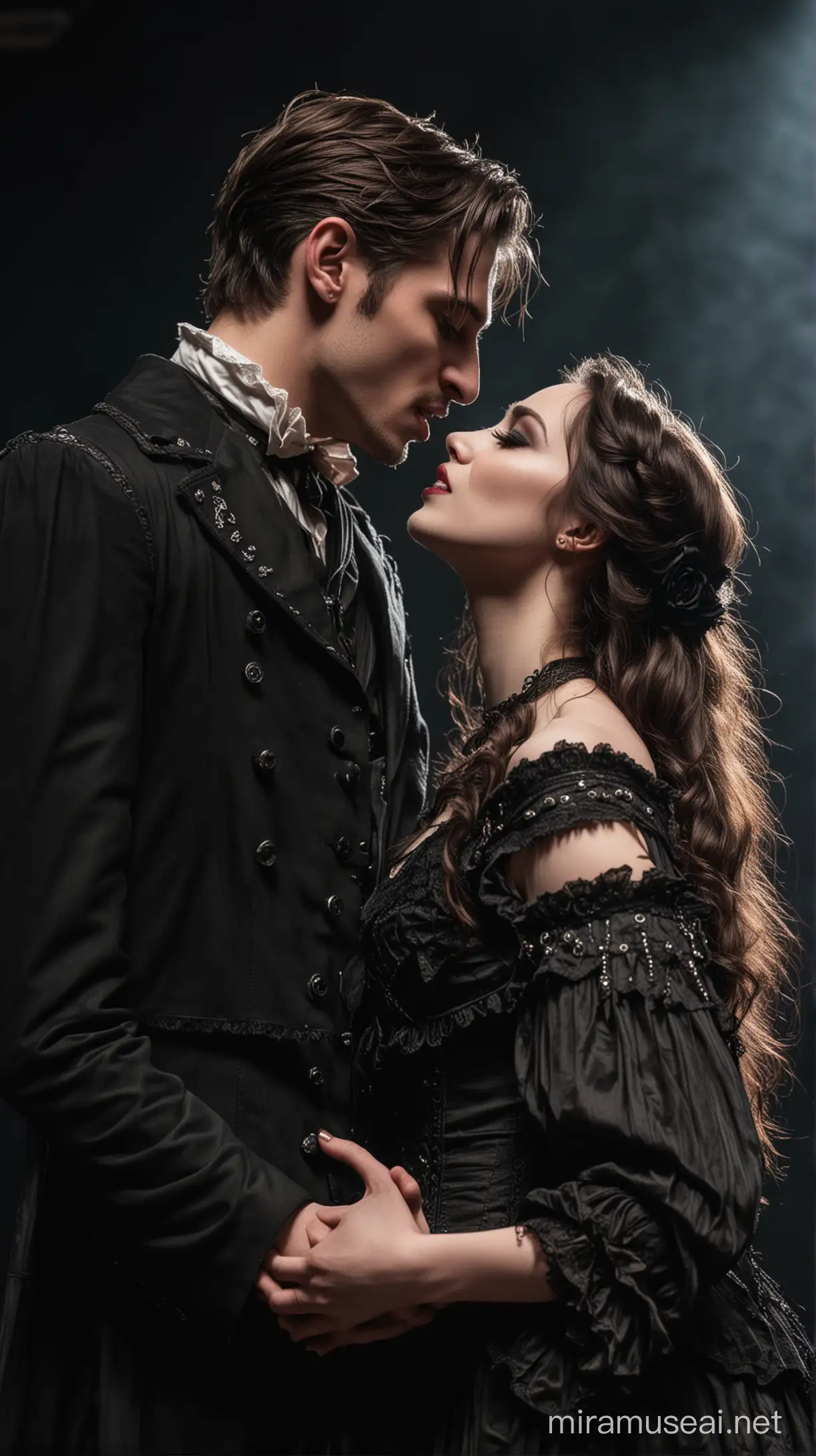 Romantic Gothic Lovers Singing on Stage Intimate Performance