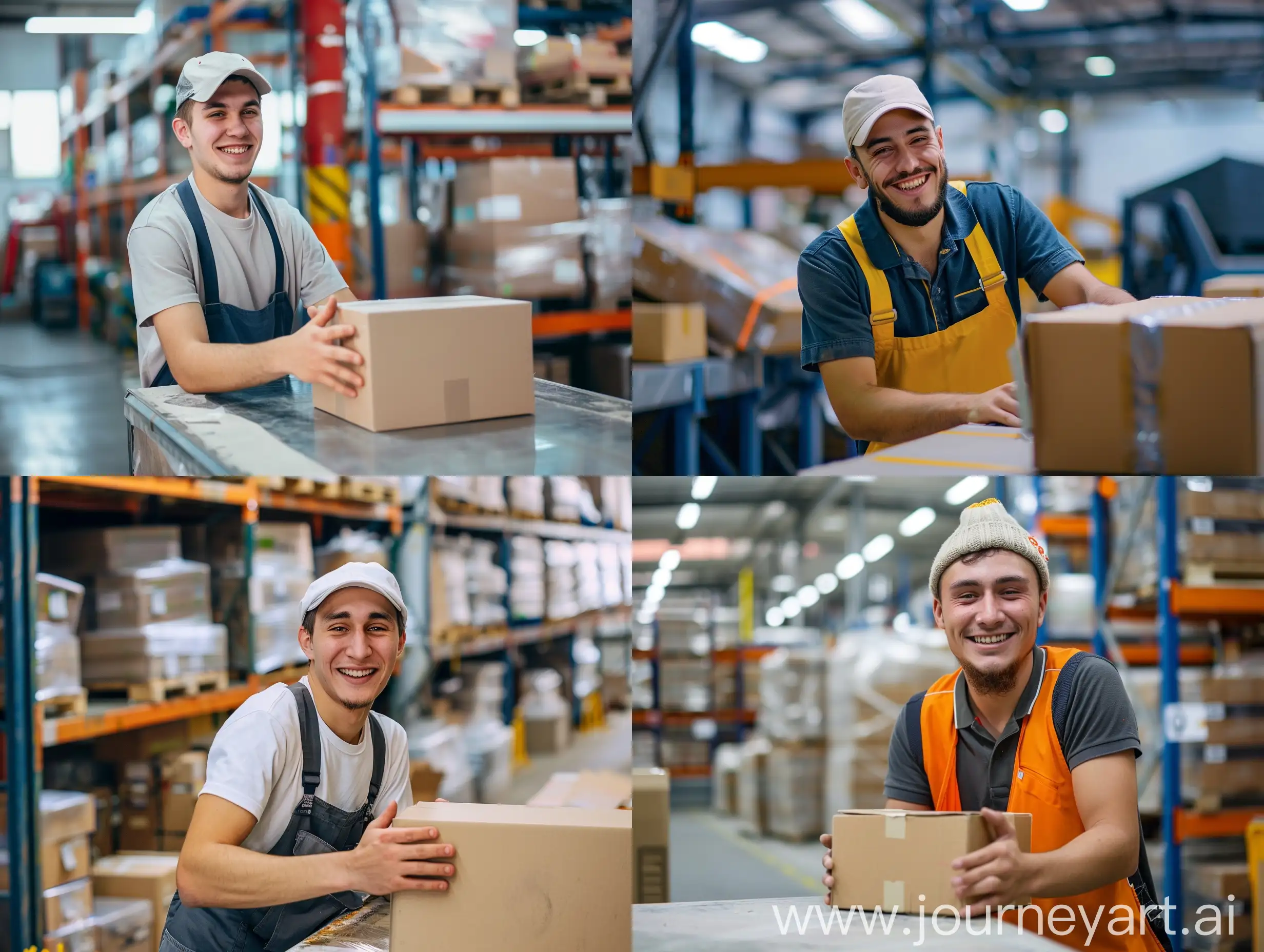 Smiling-Slavic-Warehouse-Worker-in-Summer-Uniform