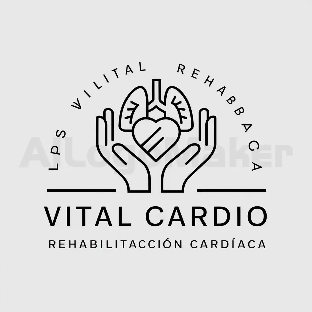 a logo design,with the text "IPS Vital Cardio Rehabilitación Cardíaca", main symbol:Manos, Corazon, Pulmon,complex,clear background