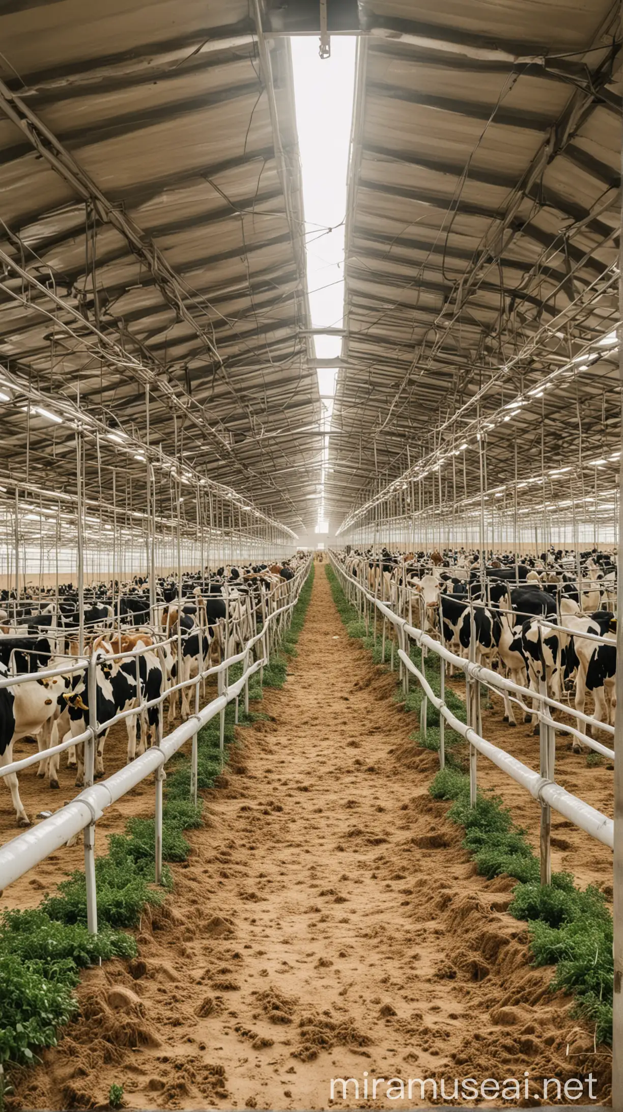 Scenic View of a Pristine Green Cow Farm in Saudi Arabia