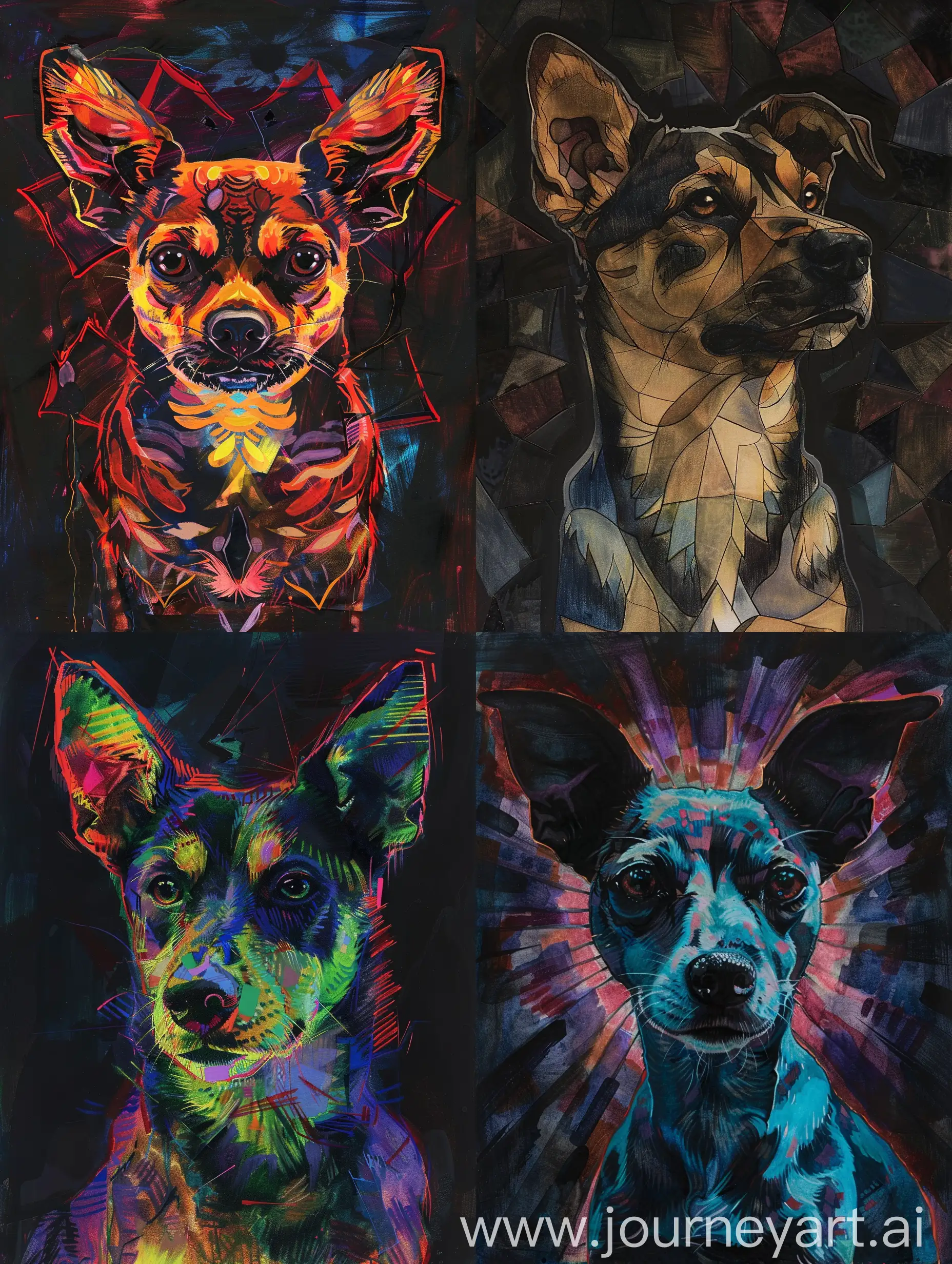 Colorful-Gouache-Painting-of-a-Dog-in-Dim-Light
