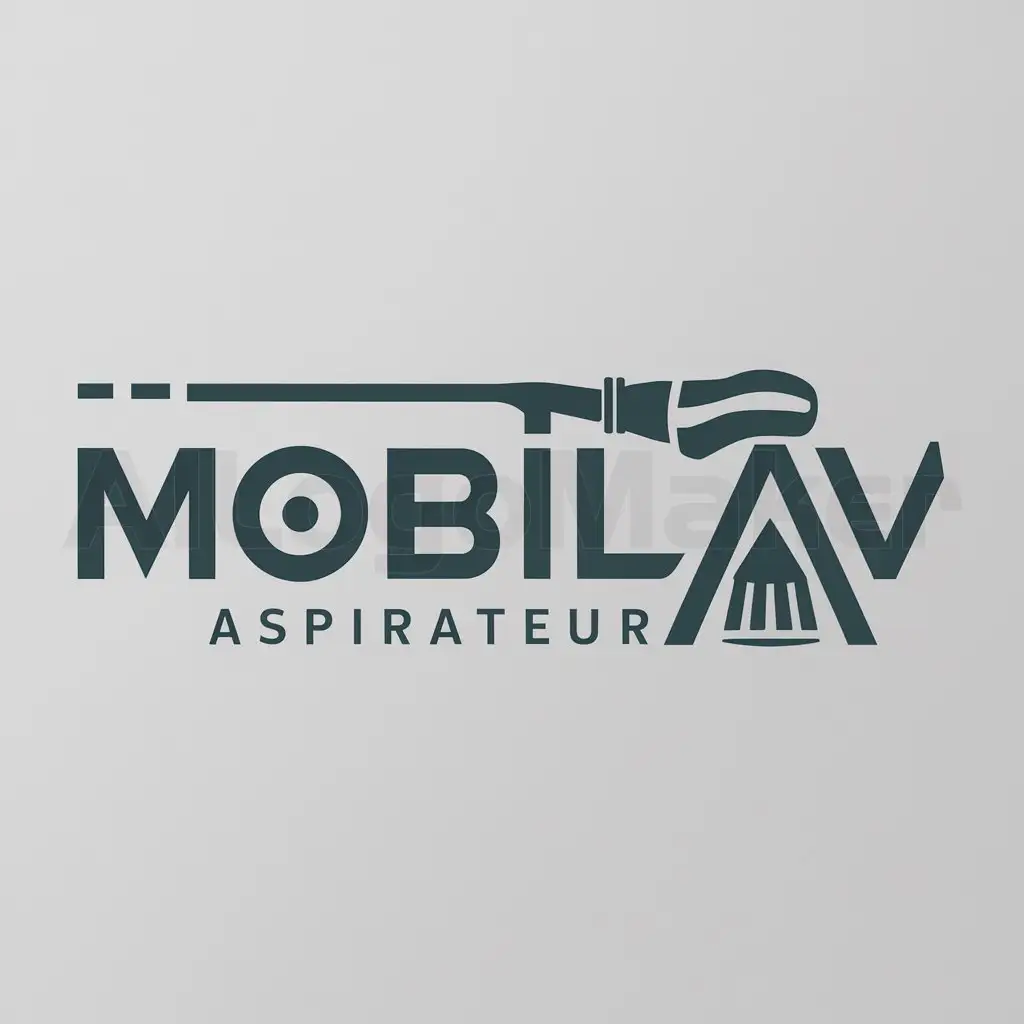 a logo design,with the text "MobiLav", main symbol:Aspirateur,Moderate,clear background