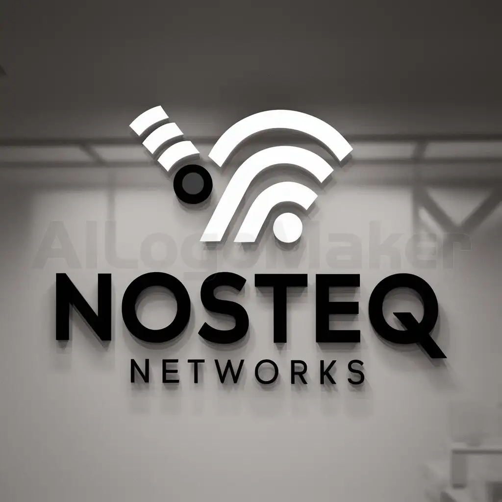 a logo design,with the text "Nosteq Networks", main symbol:Fiber-Wifi,Moderate,clear background
