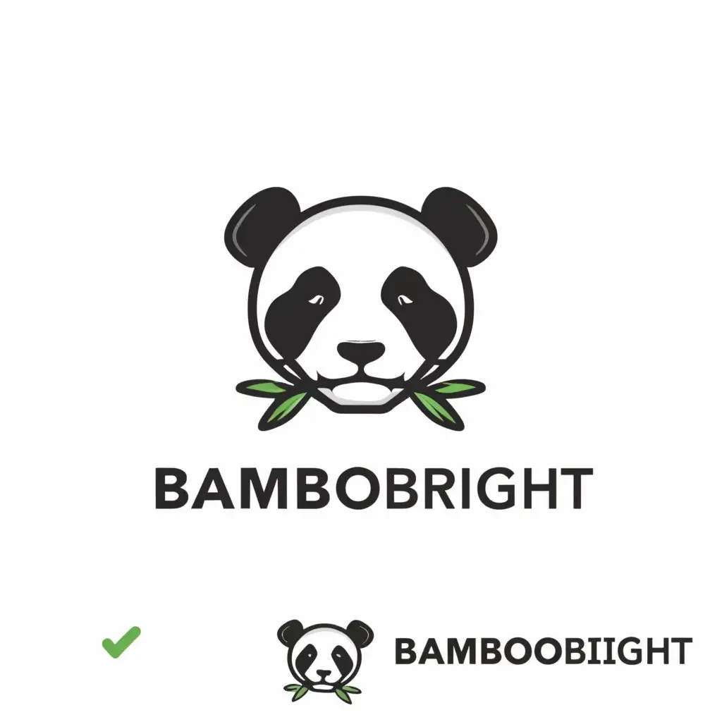 a logo design,with the text "BambooBright", main symbol:Panda eating bamboo,Minimalistic,be used in Others industry,clear background