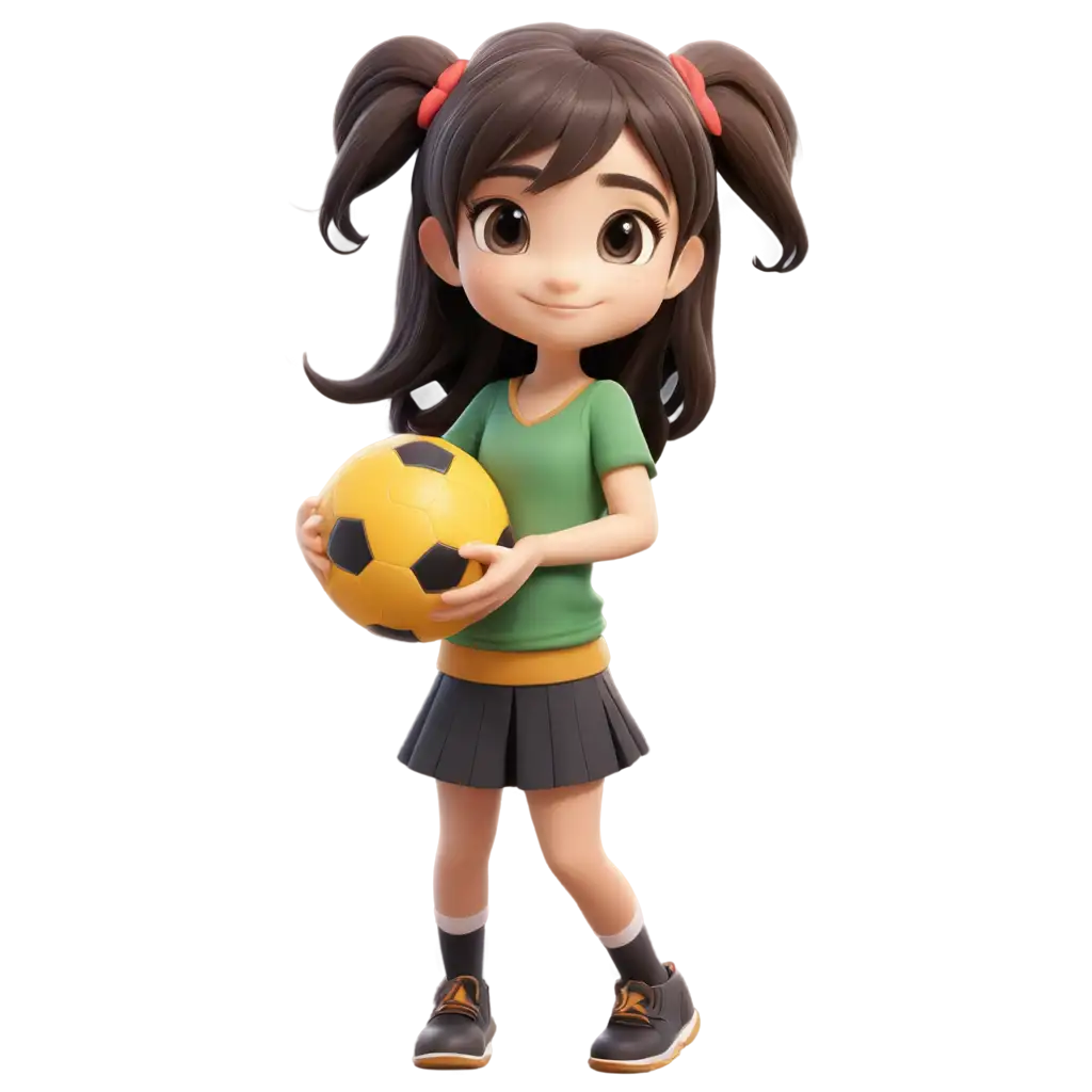 cute girl holding ball, chibi style, disney